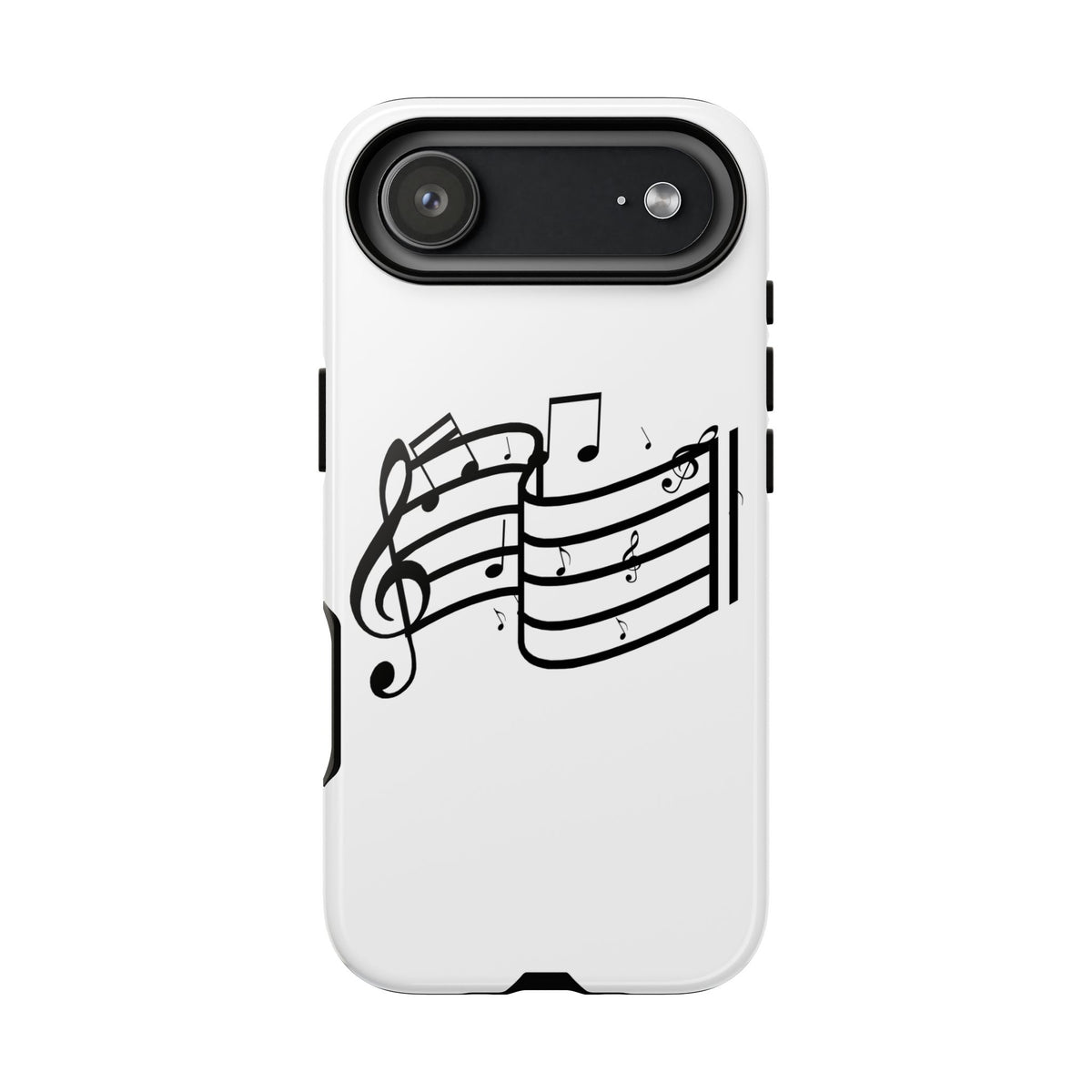 Musical Notes Phone Case — Black Treble Clef Music Staff Tough Case