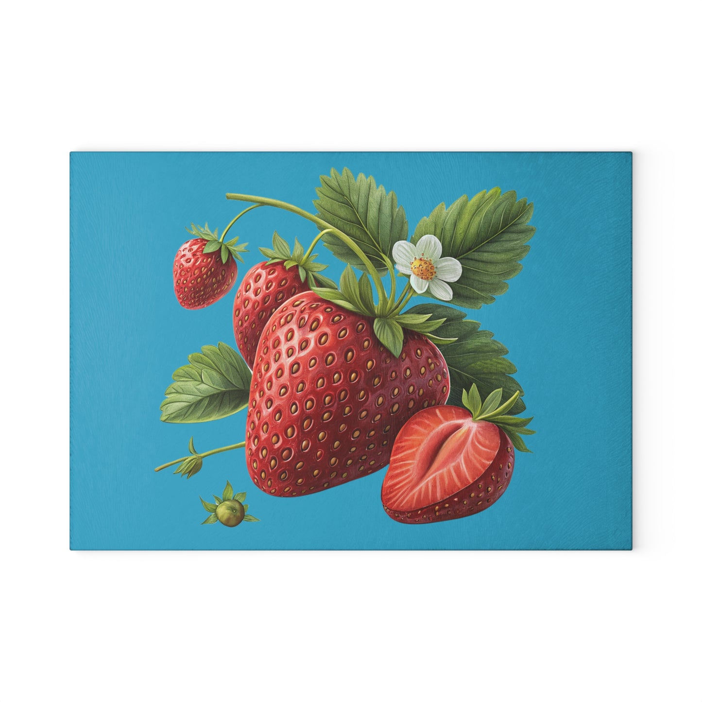 Vibrant Strawberry Glass Cutting Board, Kitchen Decor, Cooking Gift