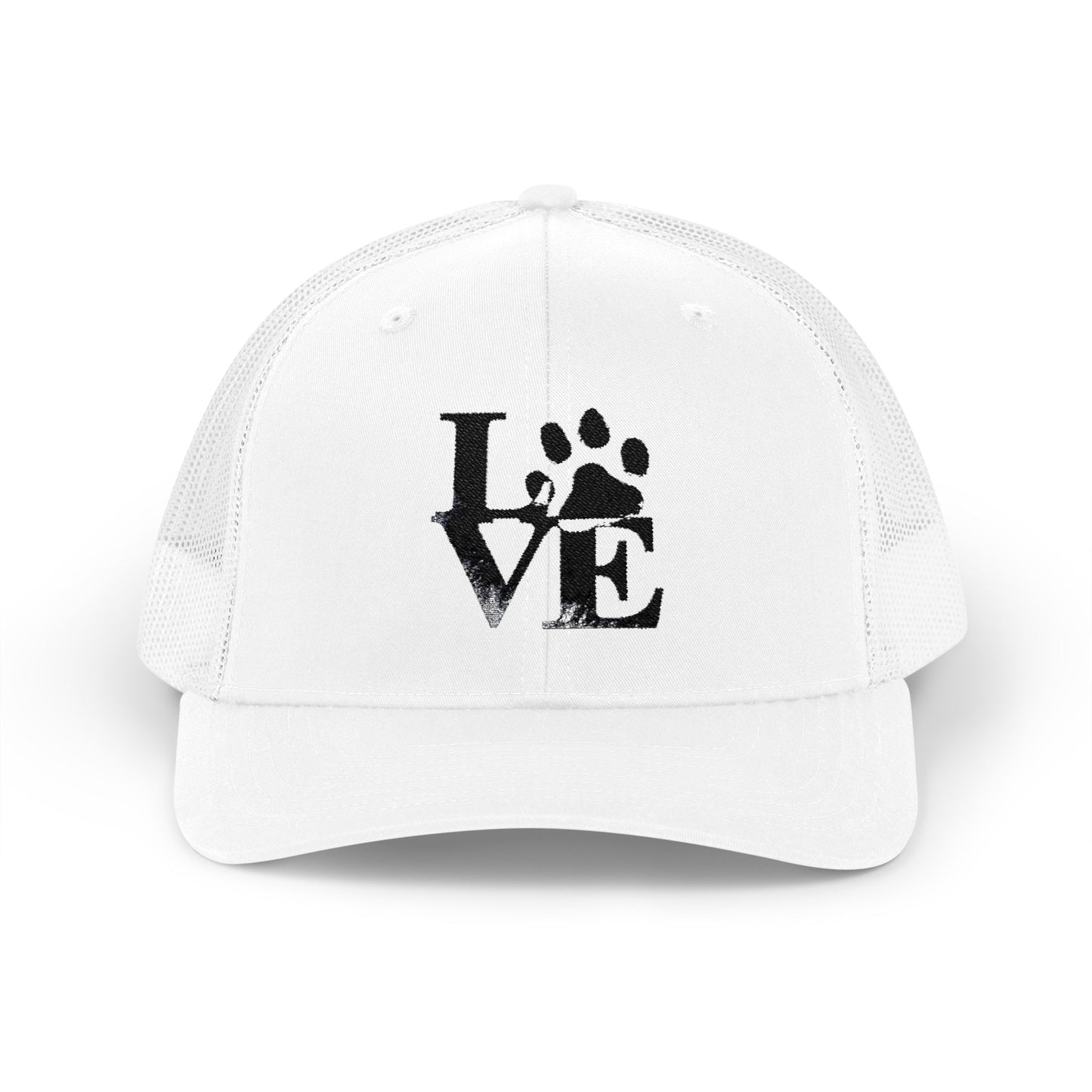 Love Paw Print Trucker Cap for Animal Lovers, Adjustable Snapback Hat for Pet Owners, Gifts for Dog Moms, Cat Dads, Pet Adoption Events
