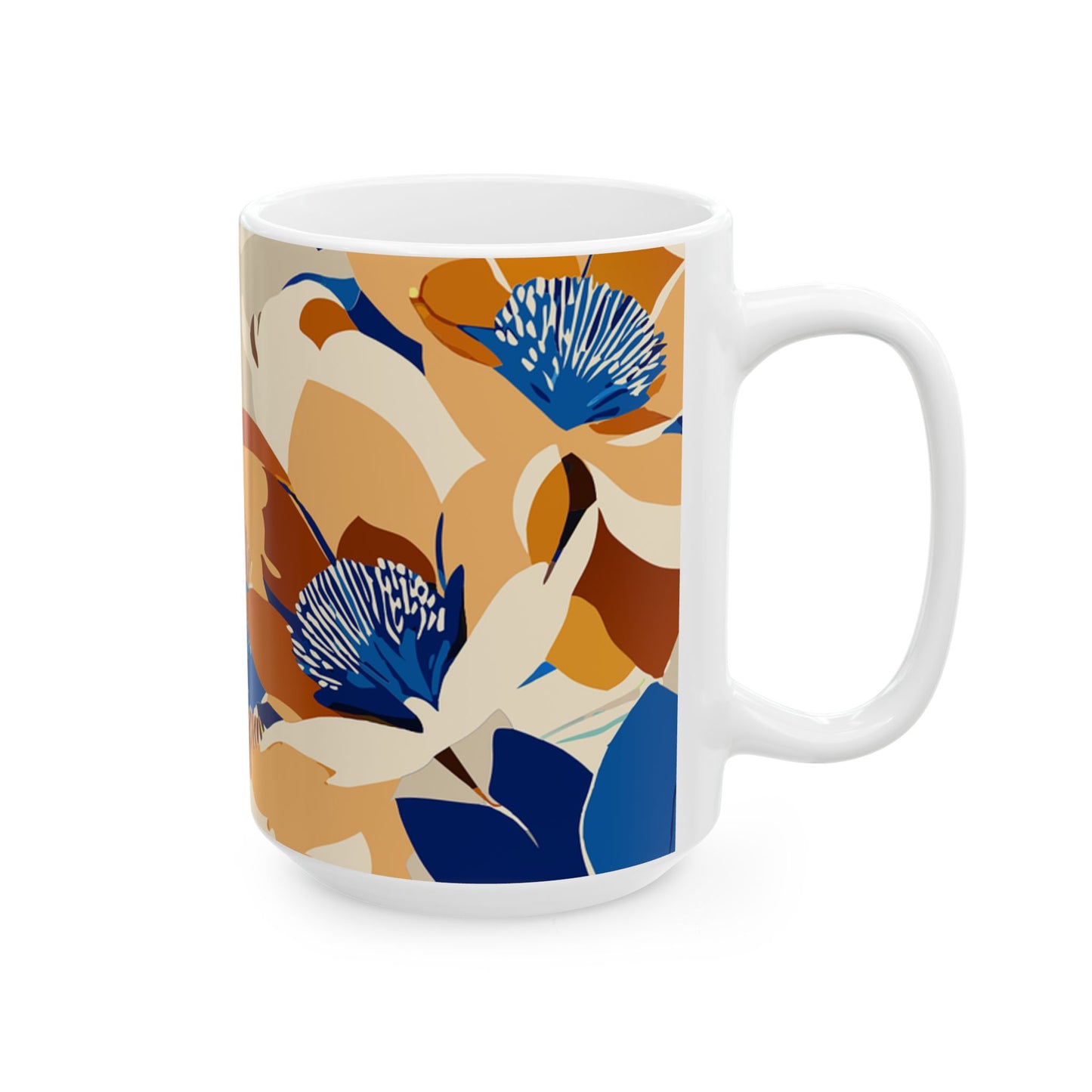 Floral Ceramic Mug, Elegant Coffee Cup, Gift for Mom, Tea Lover's Mug, Home Decor, Springtime Beverage Holder