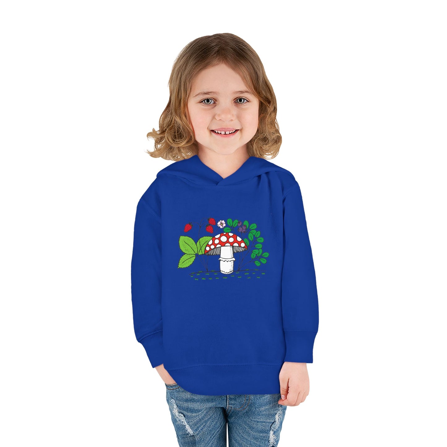 Whimsical Toddler Pullover Fleece Hoodie, Cute Sweater for Kids, Cozy Fall Fashion, Mushroom Design, Halloween Outfit, Gift for Toddlers