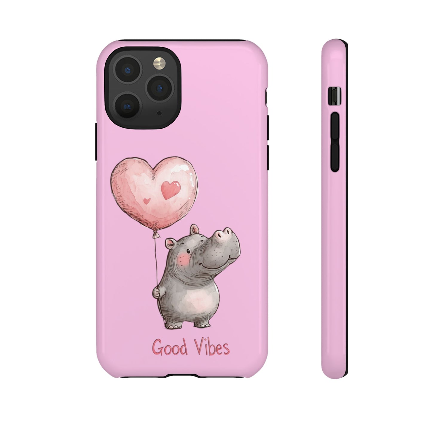 Cute Hippo Phone Case | Good Vibes, Gift for Friends, Cute Phone Accessories, Animal Lover Gift, Happy Phone Cover