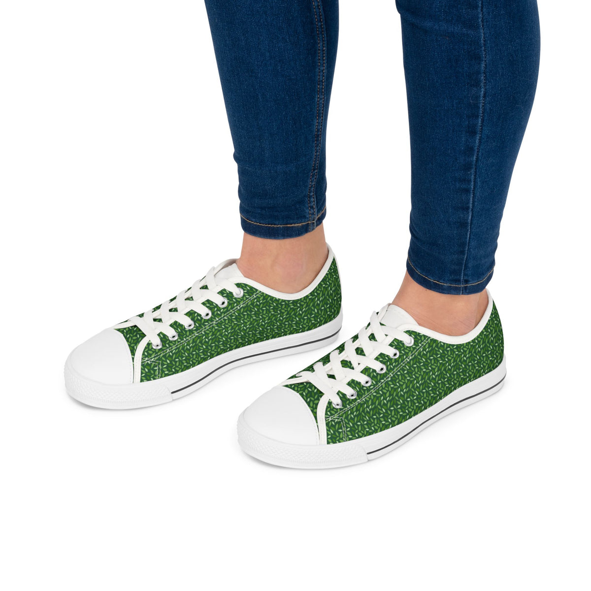 Green Texture Low Top Sneakers — Women's Casual Canvas Shoes