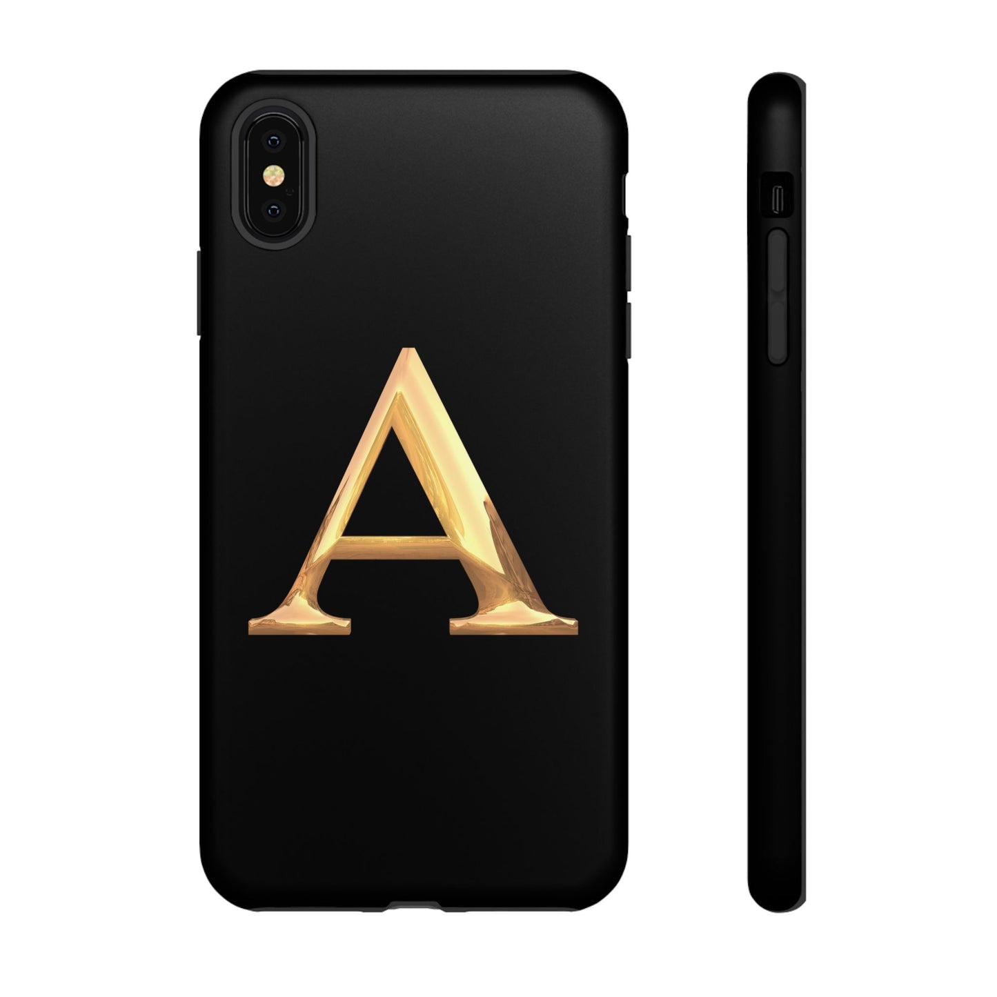 Custom Phone Case with Gold Letter A, Monogrammed Gift, Tough Protective Case, Personalized Phone Accessory, Unique Phone Cover