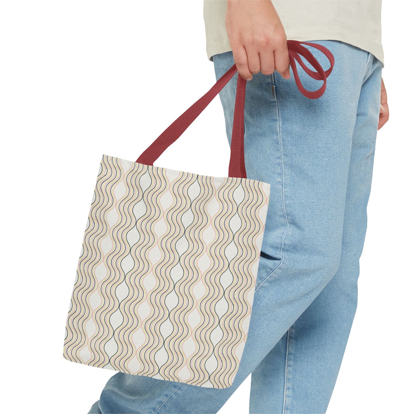 Waves Pattern Tote Bag, Boho Chic Handbag, Everyday Carry, Beach Bag, Gift for Her, Eco-Friendly Style
