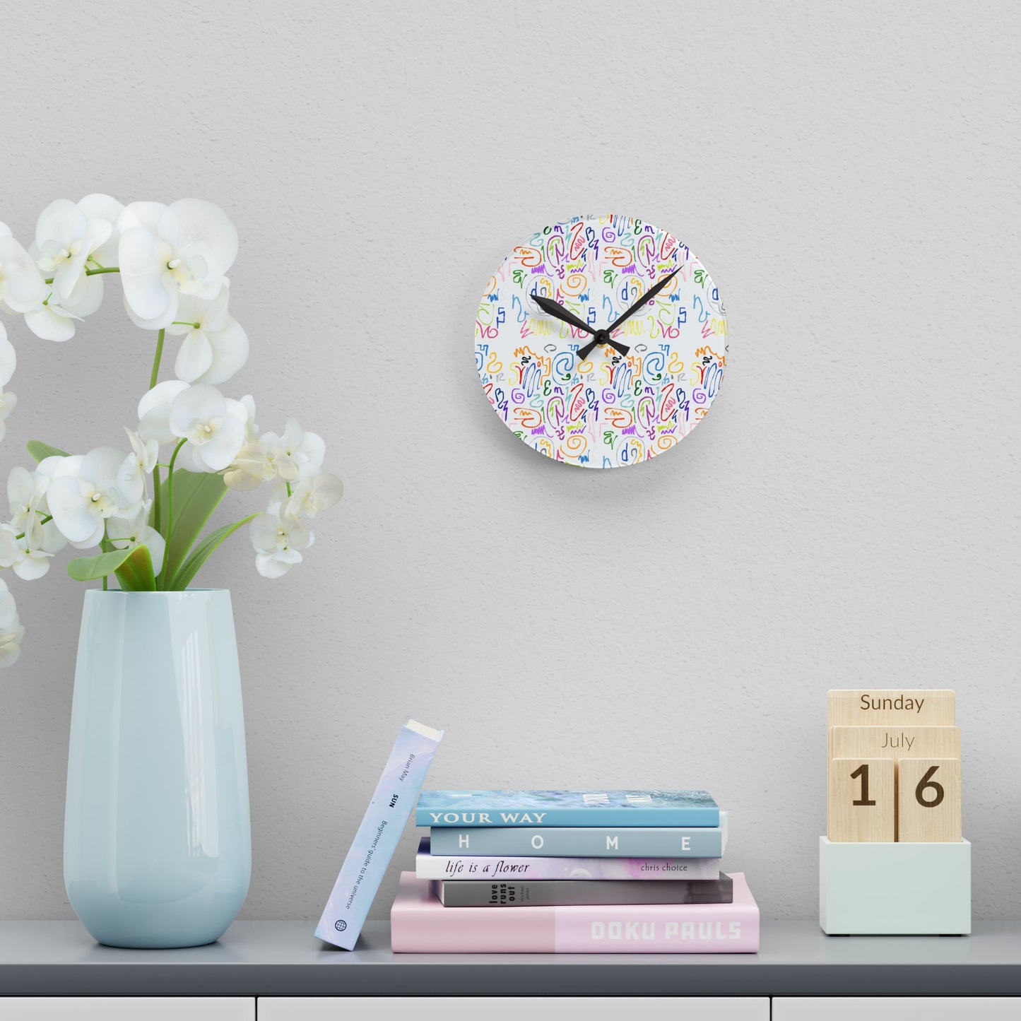 Colorful Abstract Acrylic Wall Clock, Modern Home Décor, Unique Gift, Vibrant Wall Art, Playful Timepiece, Artistic Clock