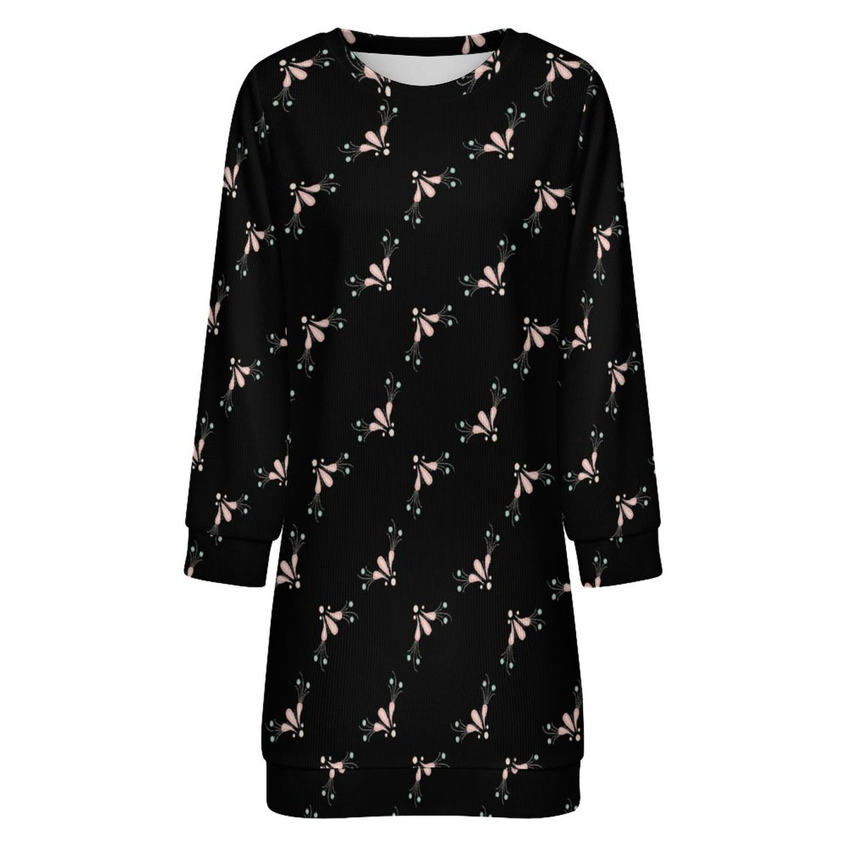 Women's Long Sleeve Sweater Dress Black Light Pink