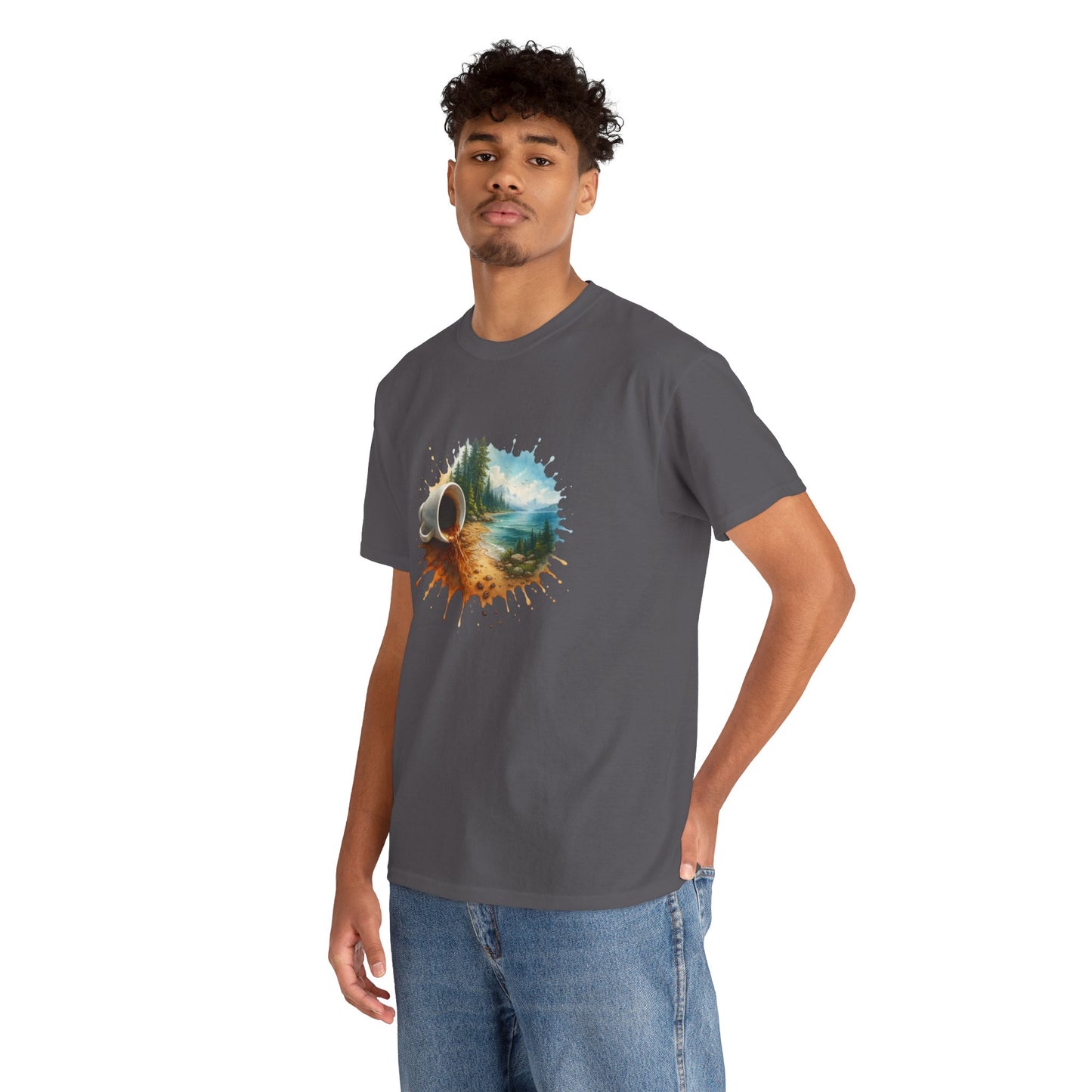 Nature-Inspired Unisex Heavy Cotton Tee, Casual Outfit, Gift for Nature Lovers, Camping Apparel, Outdoor Adventure Shirt