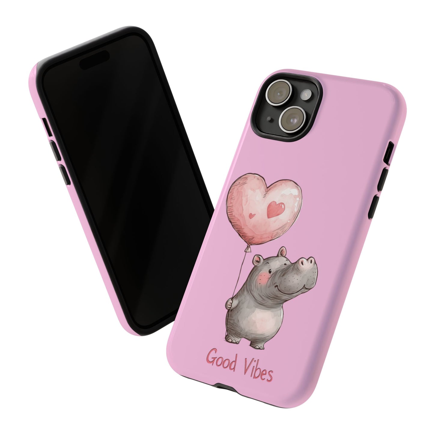 Cute Hippo Phone Case | Good Vibes, Gift for Friends, Cute Phone Accessories, Animal Lover Gift, Happy Phone Cover