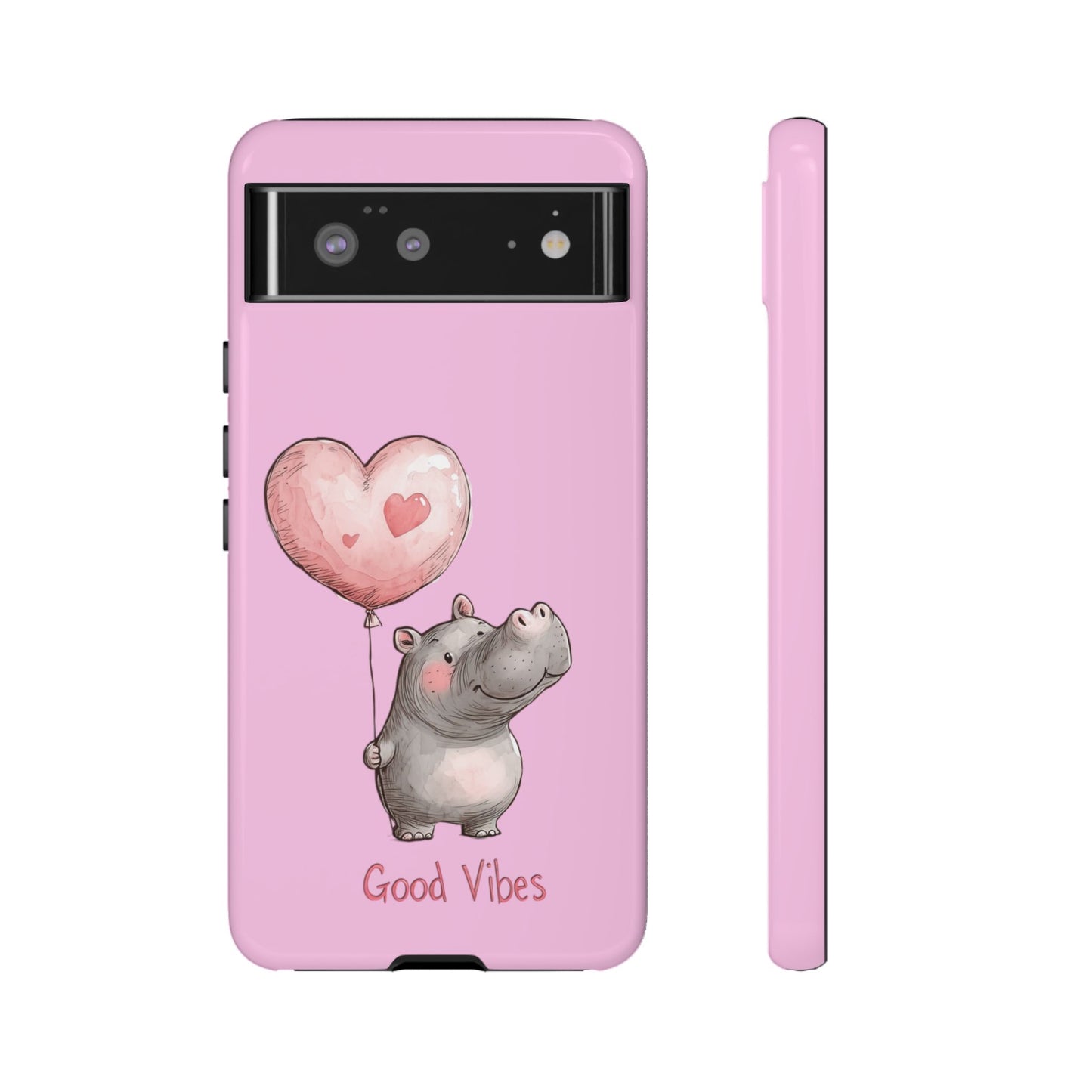 Cute Hippo Phone Case | Good Vibes, Gift for Friends, Cute Phone Accessories, Animal Lover Gift, Happy Phone Cover