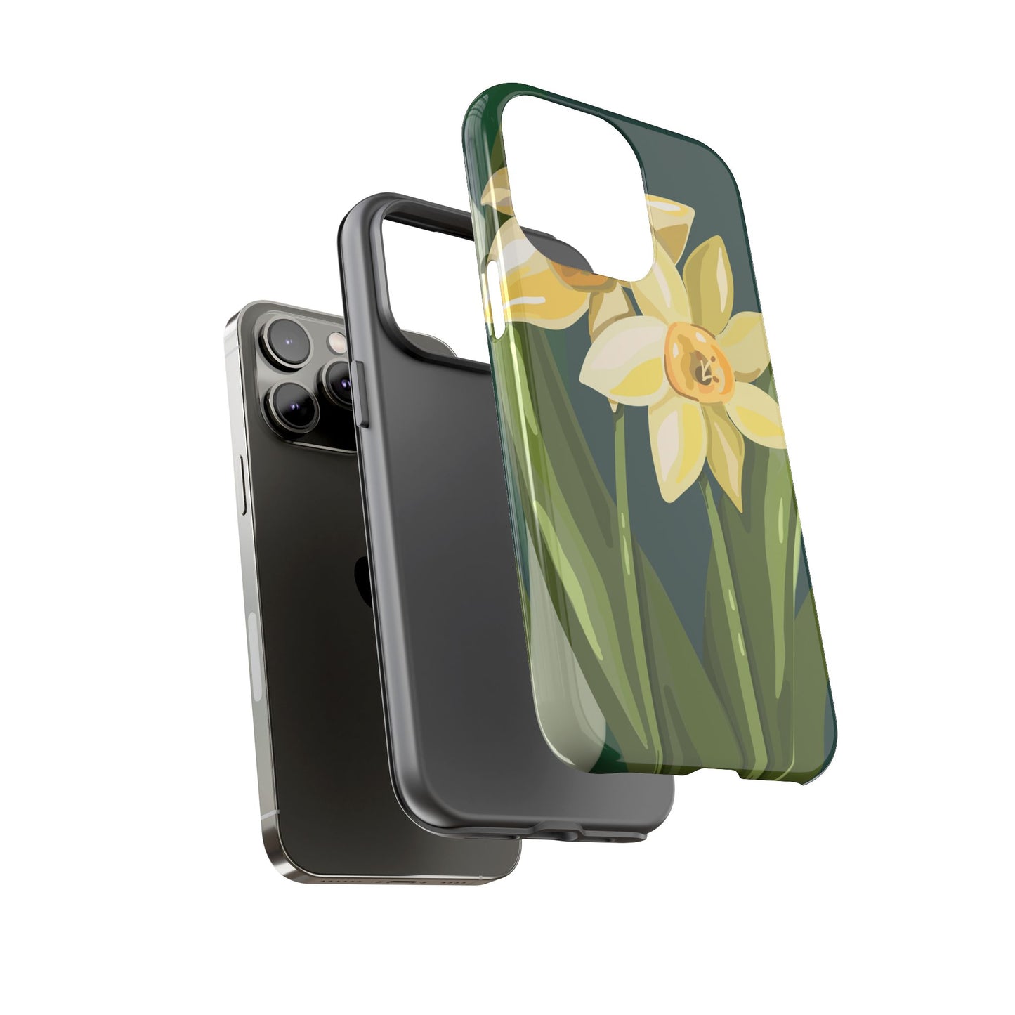 Floral Phone Case - Yellow Daffodil Design, Tough Phone Cover, Spring Decor, Floral Gift, Nature-Inspired Accessories