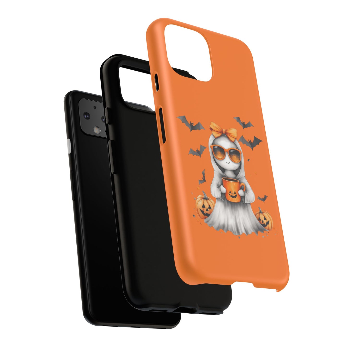 Halloween Ghost Phone Case, Cute Cat Ghost Case, Autumn Phone Cover, Spooky Season Gift, Trick or Treat Case