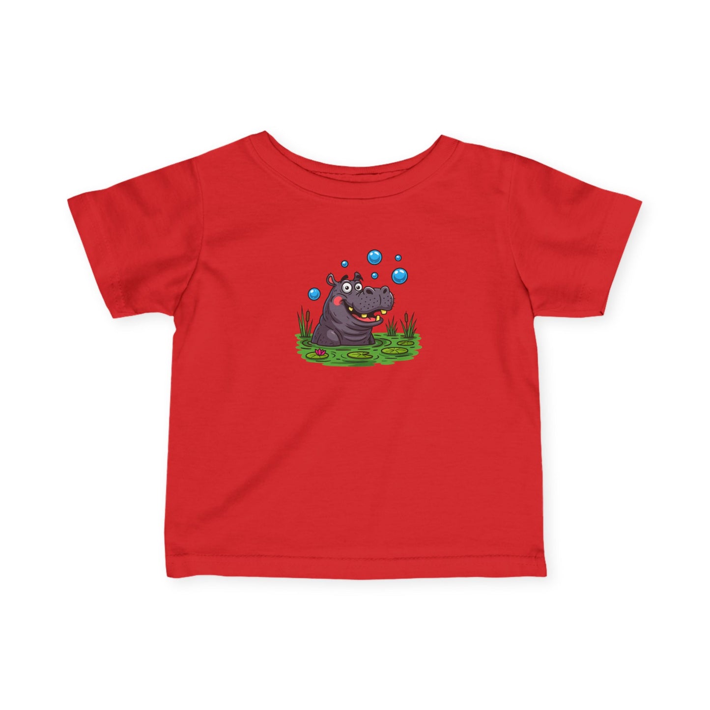 Cute Hippo Infant Tee with Bubbles, Baby Shirt, Toddler T-Shirt, Fun Kids Clothing, Unique Baby Gift, Pram Outfit