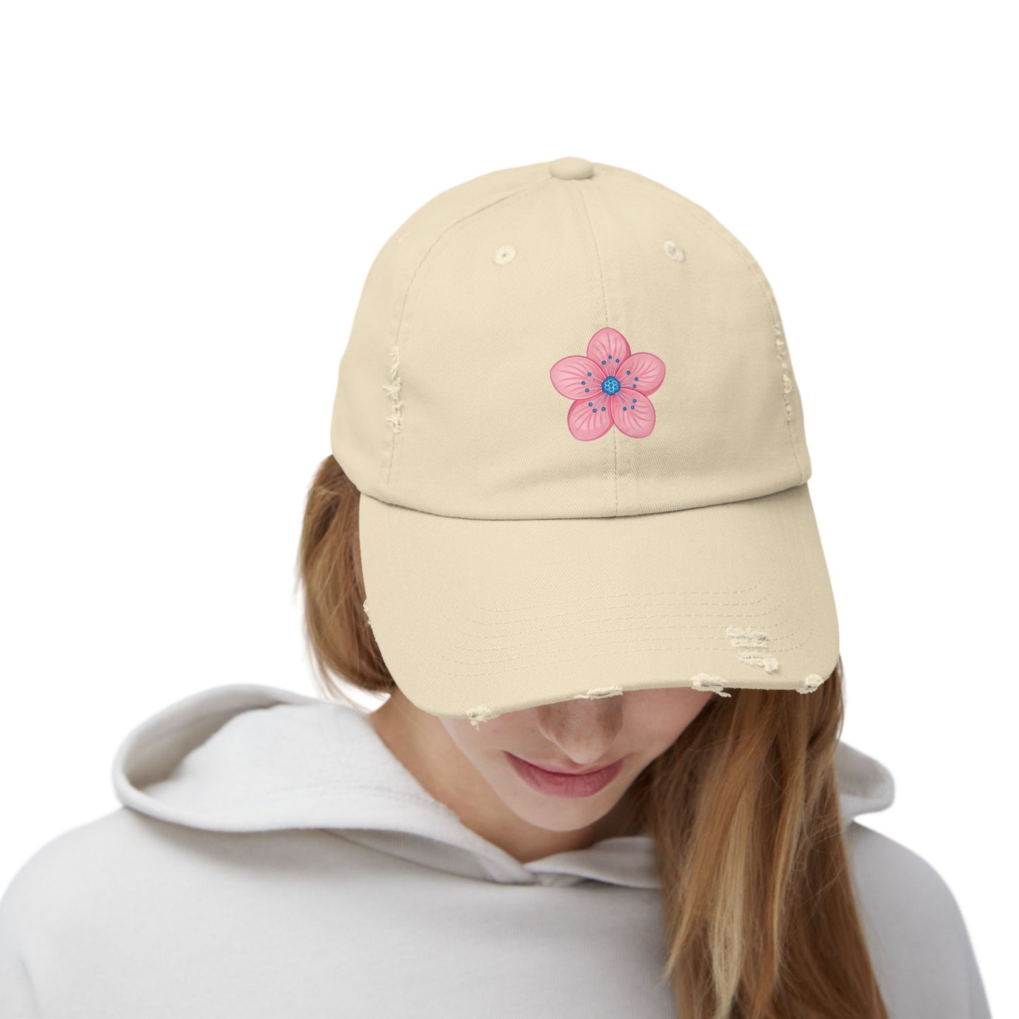 Floral Distressed Cap | Trendy Hat for Spring and Summer | Perfect Gift for Floral Lovers, Outdoor Events, Festivals, Birthdays