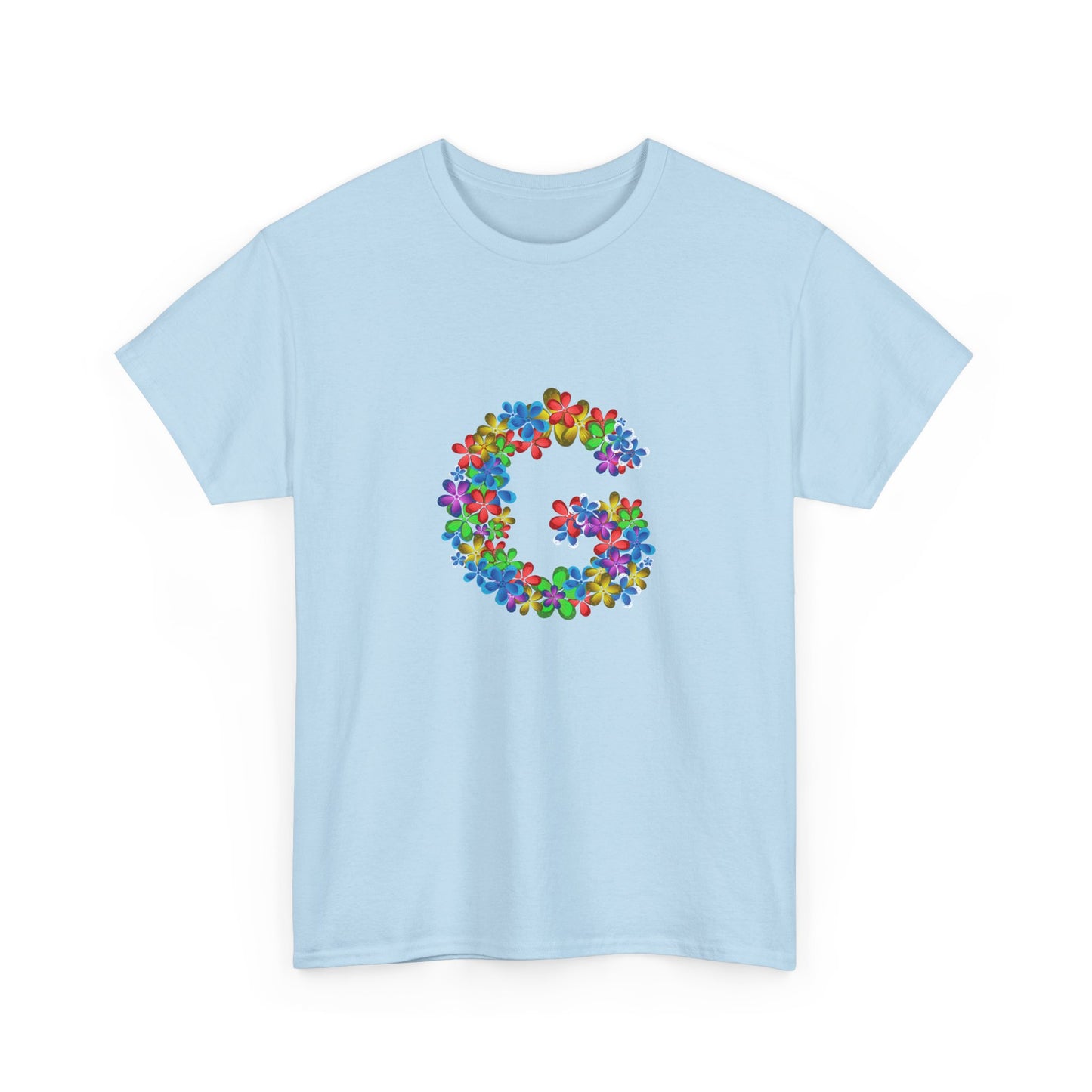 Floral Initial Unisex Tee - Personalized Gift, Casual Summer Wear, Birthday Present, Eco-Friendly Tee, Customizable Clothing