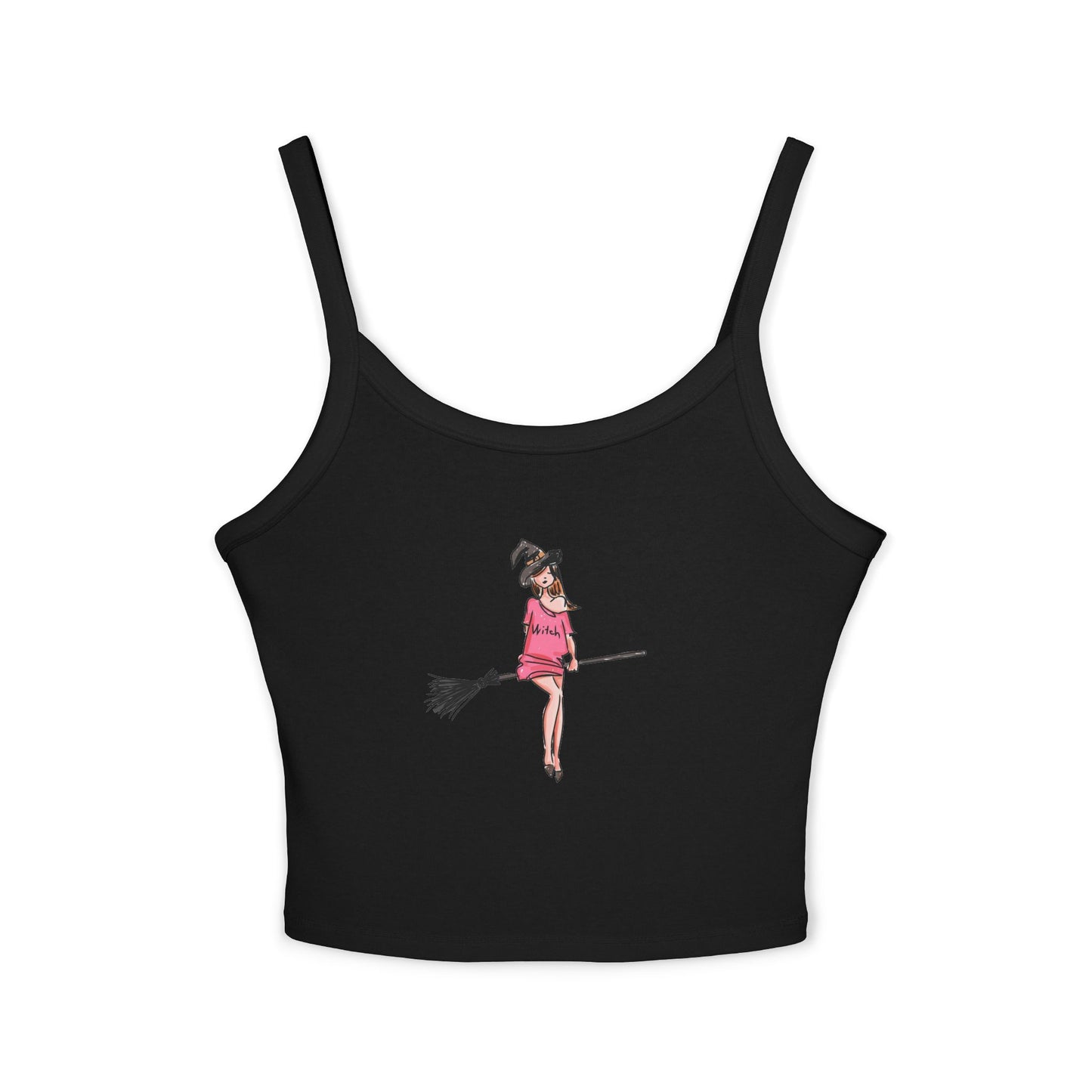 Witchy Spaghetti Strap Tank Top - Fun Summer Wear, Casual Party Top, Perfect for Halloween, Gifts for Friends, Everyday Fashion