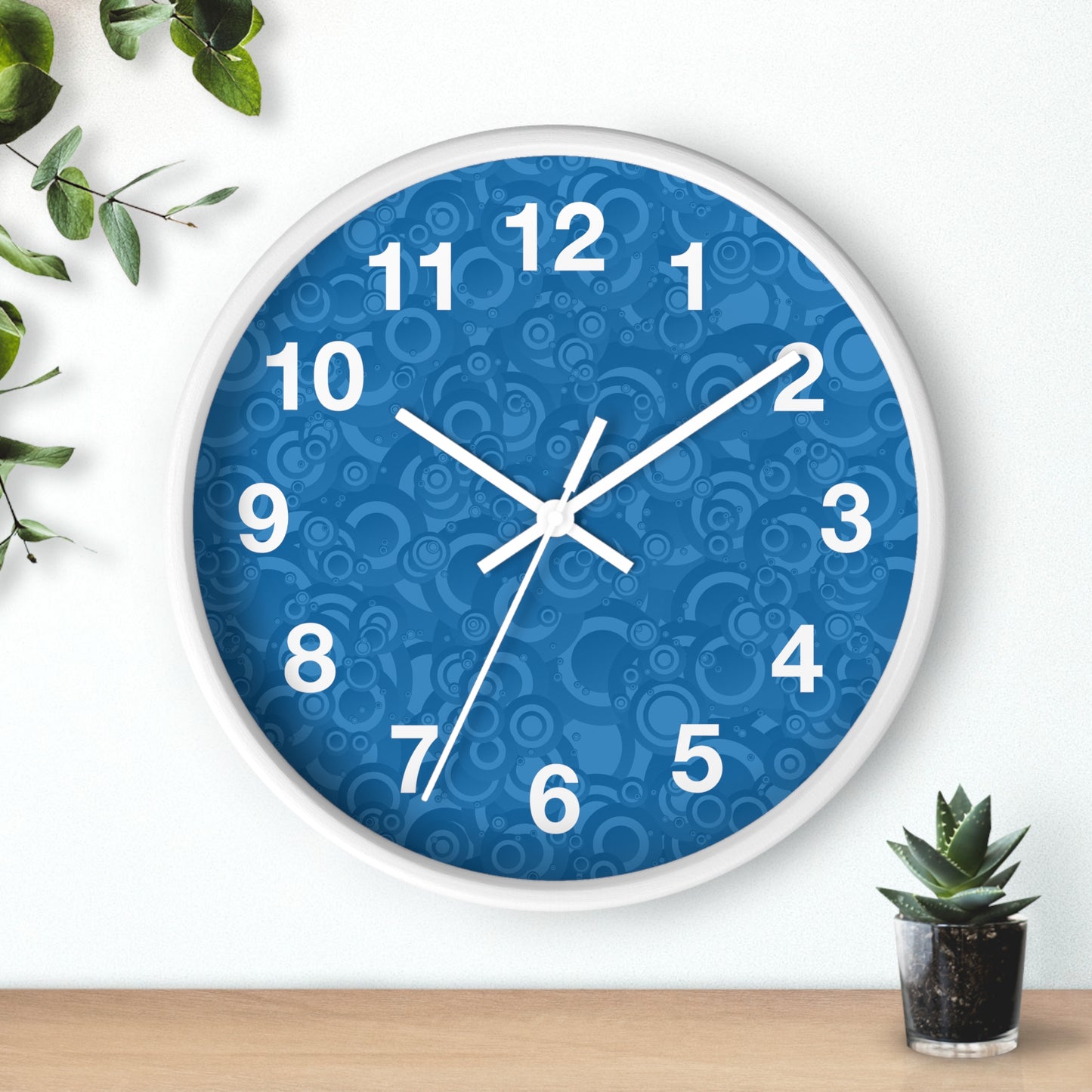 Modern Abstract Wall Clock, Home Decor, Unique Gift, Blue Pattern Clock, Wall Art for Living Room, Office Decor
