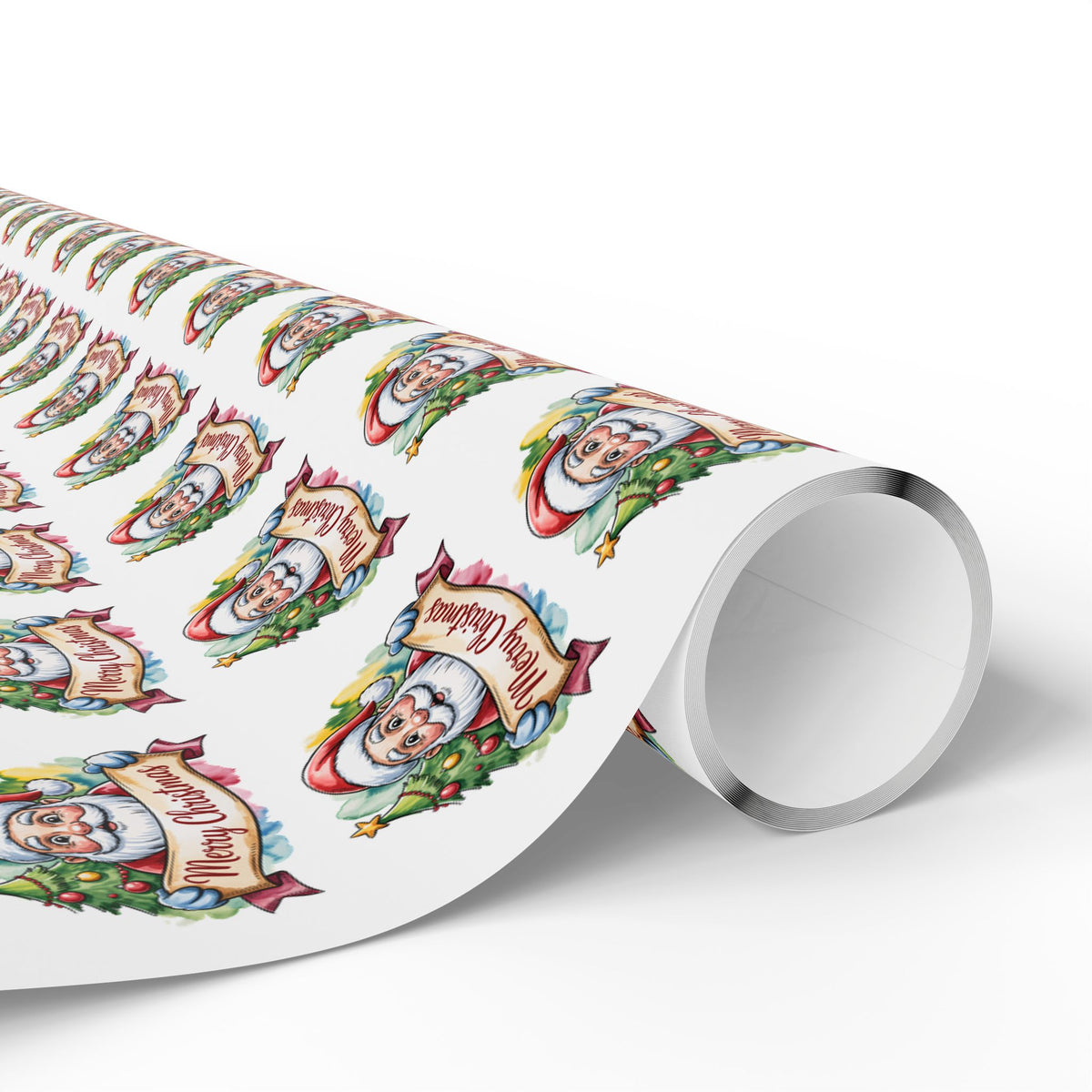 Holiday Santa Emblem Wrapping Paper Roll
