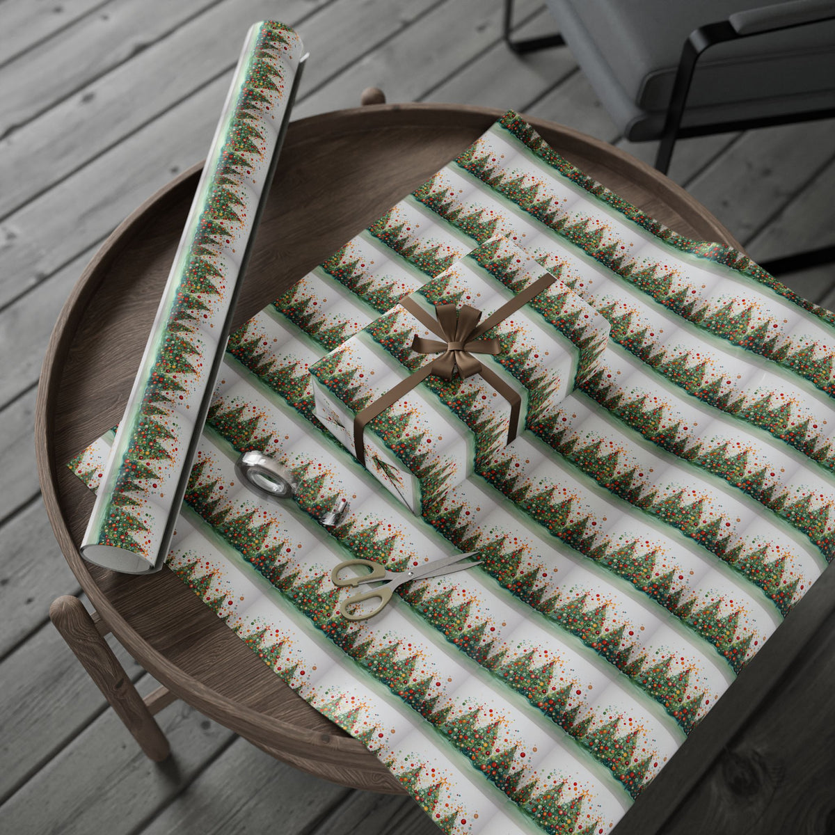 Christmas Tree Confetti Wrapping Paper Roll — Festive Holiday Gift Wrap