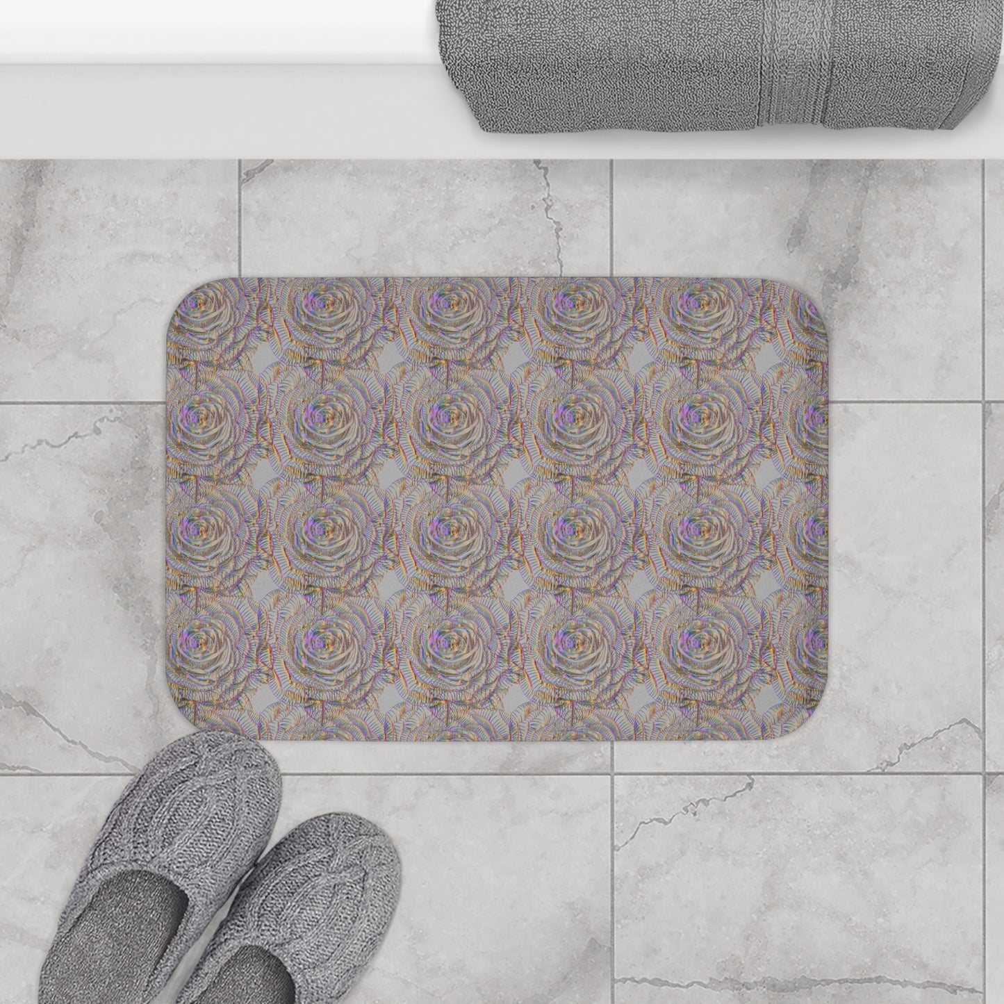 Elegant Floral Bath Mat, Rose Design, Home Decor, Bathroom Accessories, Gift for Her, Mothers Day, Wedding