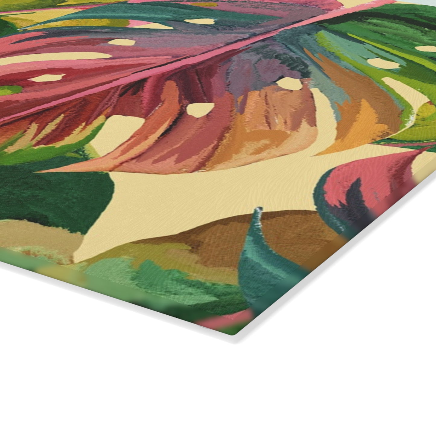 Tropical Leaf Glass Cutting Board, Kitchen Decor, Gift for Home Chefs, Nature Lover Cutting Board, Housewarming Gift