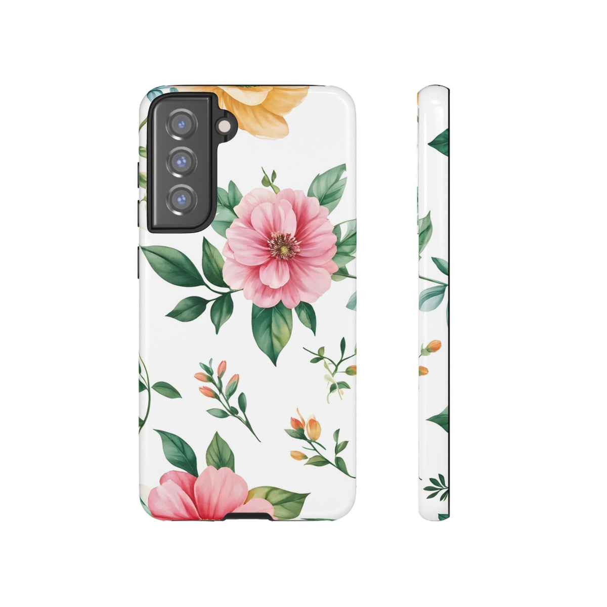 Floral Tough Phone Case — Pink Peony Protective Phone Cover