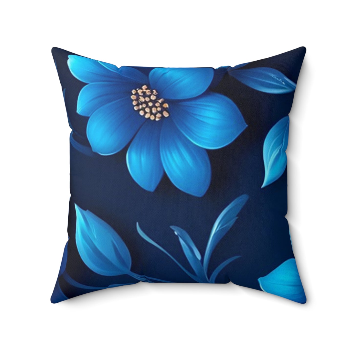 Floral Blue Square Pillow, Boho Home Decor Cushion, Cozy Living Room Accent, Floral Throw Pillow for Gifts, Bed Pillow for Relaxation