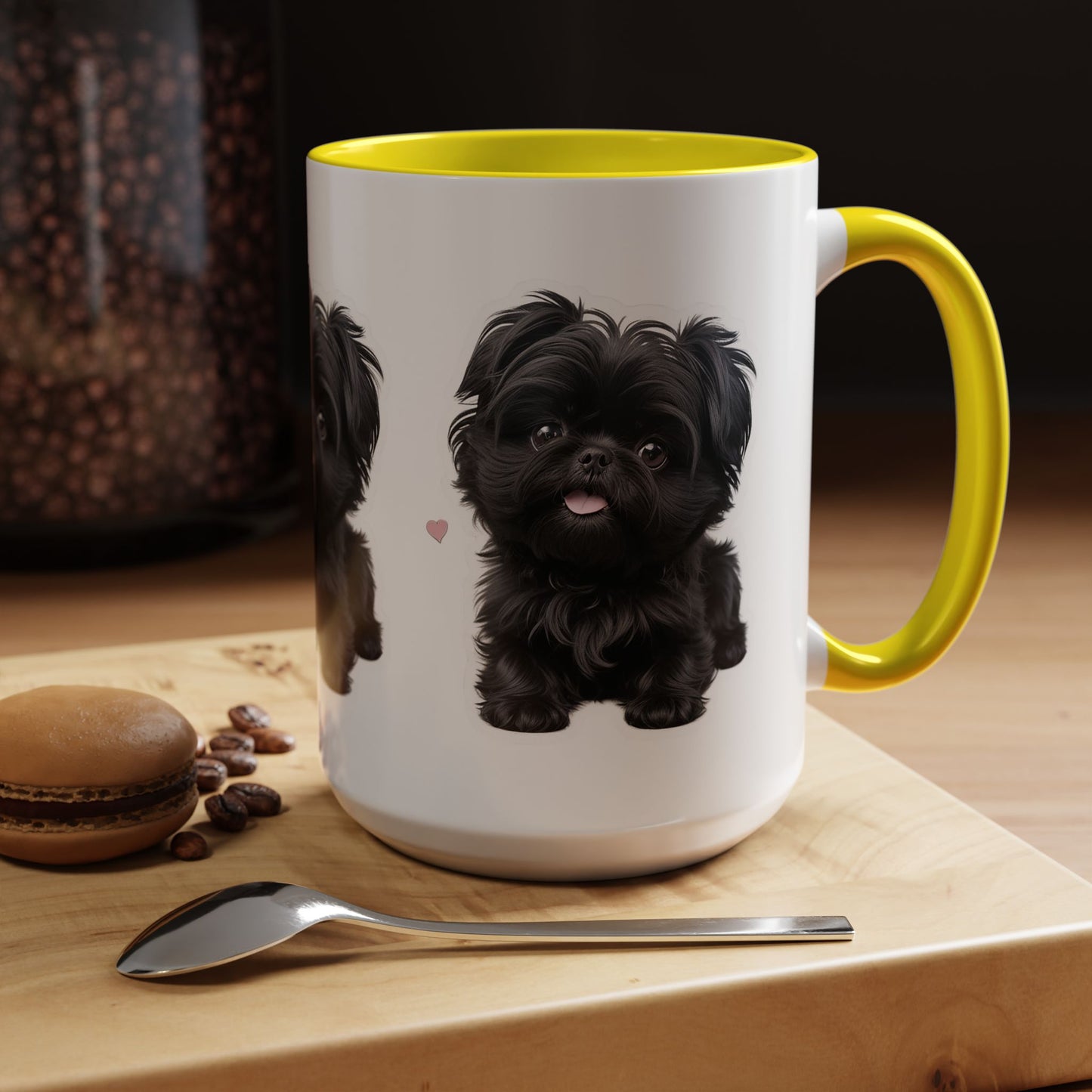 Cute Pug Accent Coffee Mug, Pet Lover Gift, Coffee Cup, Dog Mom Mug, Black Dog Ceramic Mug