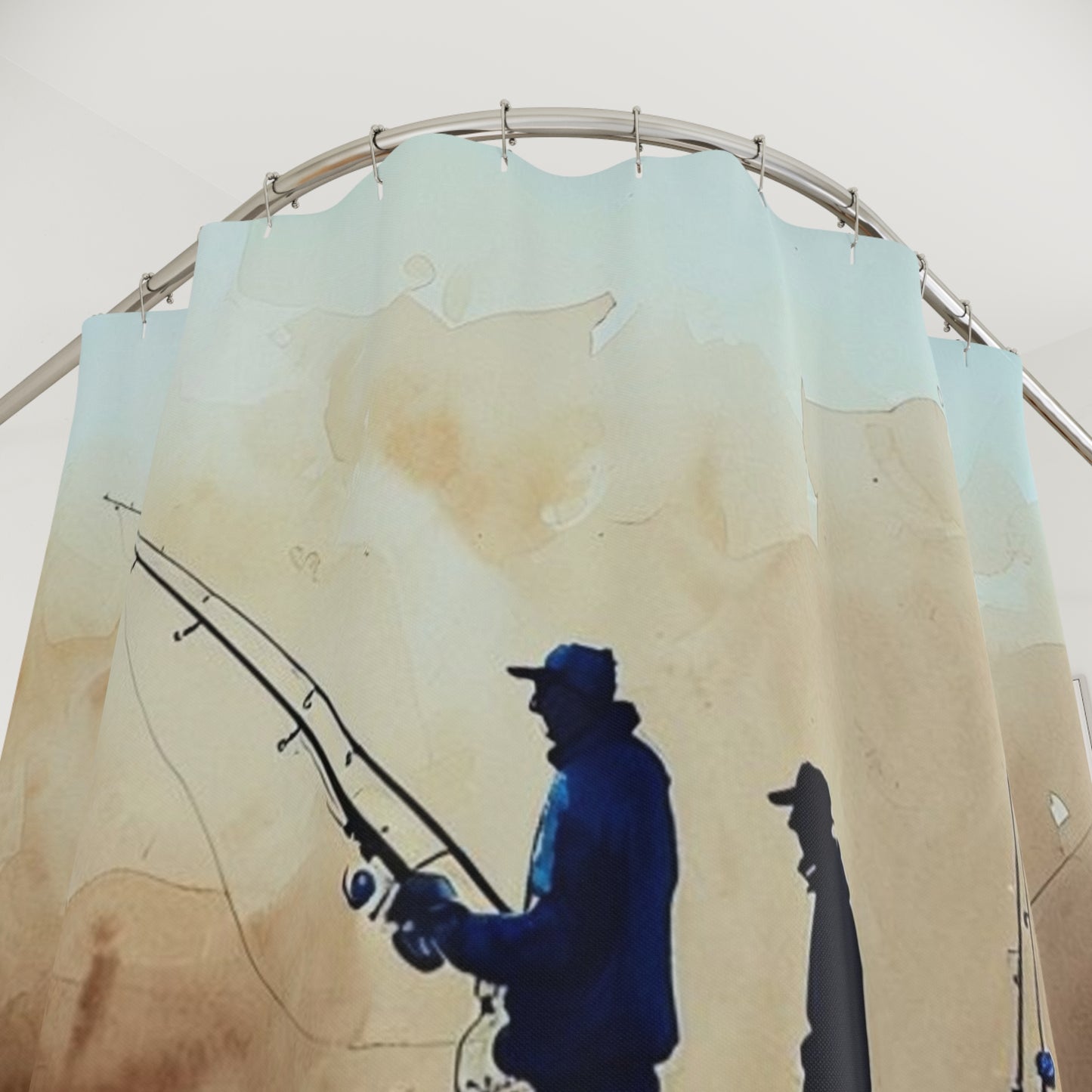 Fishing Adventure Shower Curtain, Nautical Decor, Coastal Bathroom