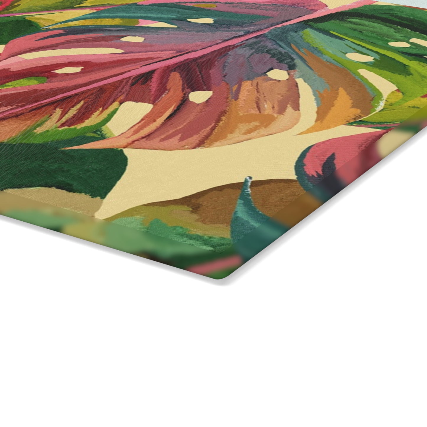 Tropical Leaf Glass Cutting Board, Kitchen Decor, Gift for Home Chefs, Nature Lover Cutting Board, Housewarming Gift
