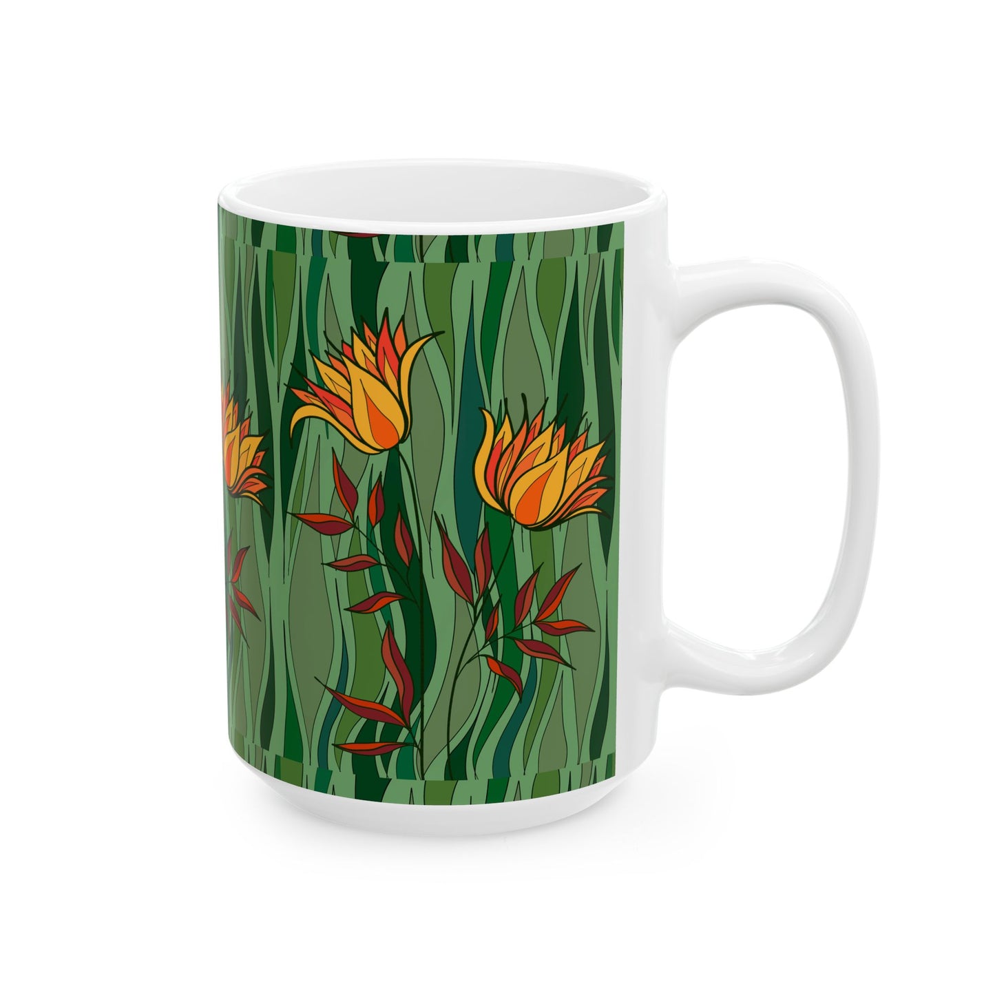 Vibrant Floral Ceramic Mug - Perfect Gift for Flower Lovers, Tea and Coffee Enthusiasts, Home Decor, Spring Celebrations, Unique Kitchenware