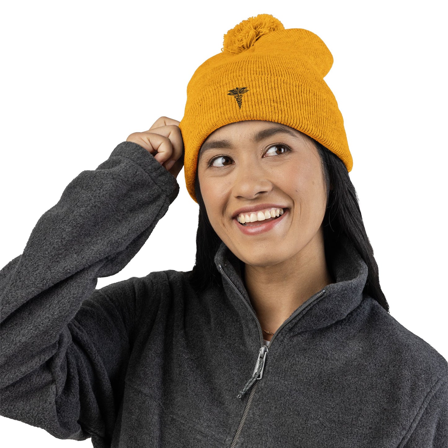 Cozy Pom-Pom Knit Cap, Winter Beanie, Embroidered Hat, Gift for Him/Her, Stylish Knitwear, Cold Weather Accessory