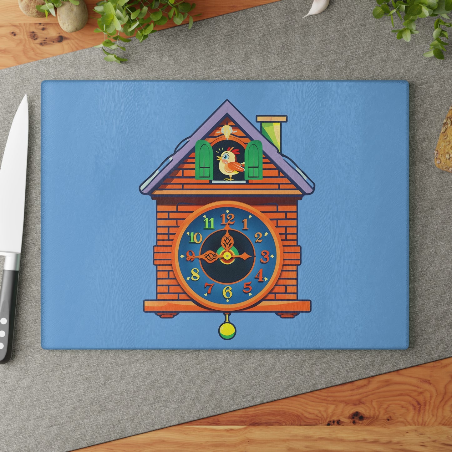 Cuckoo Clock Glass Cutting Board | Kitchen Decor, Housewarming Gift, Unique Cooking Accessory, Christmas Present, Fun Home Essential
