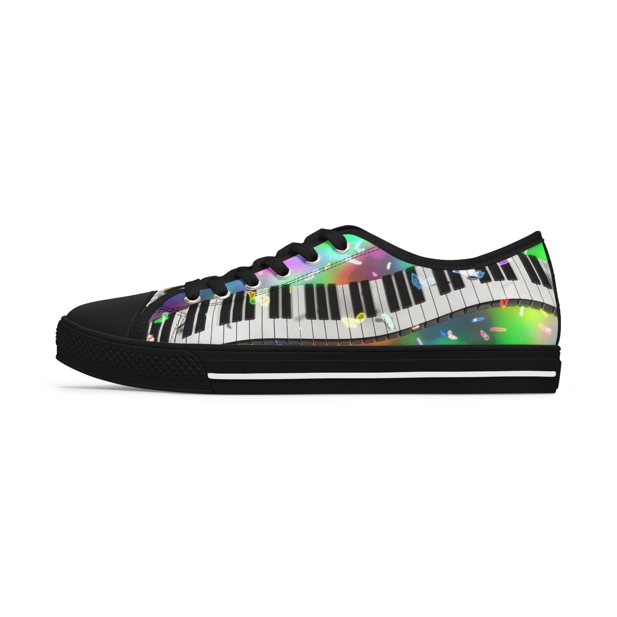 Piano Keys Low Top Sneakers — Colorful Musical Canvas Shoes