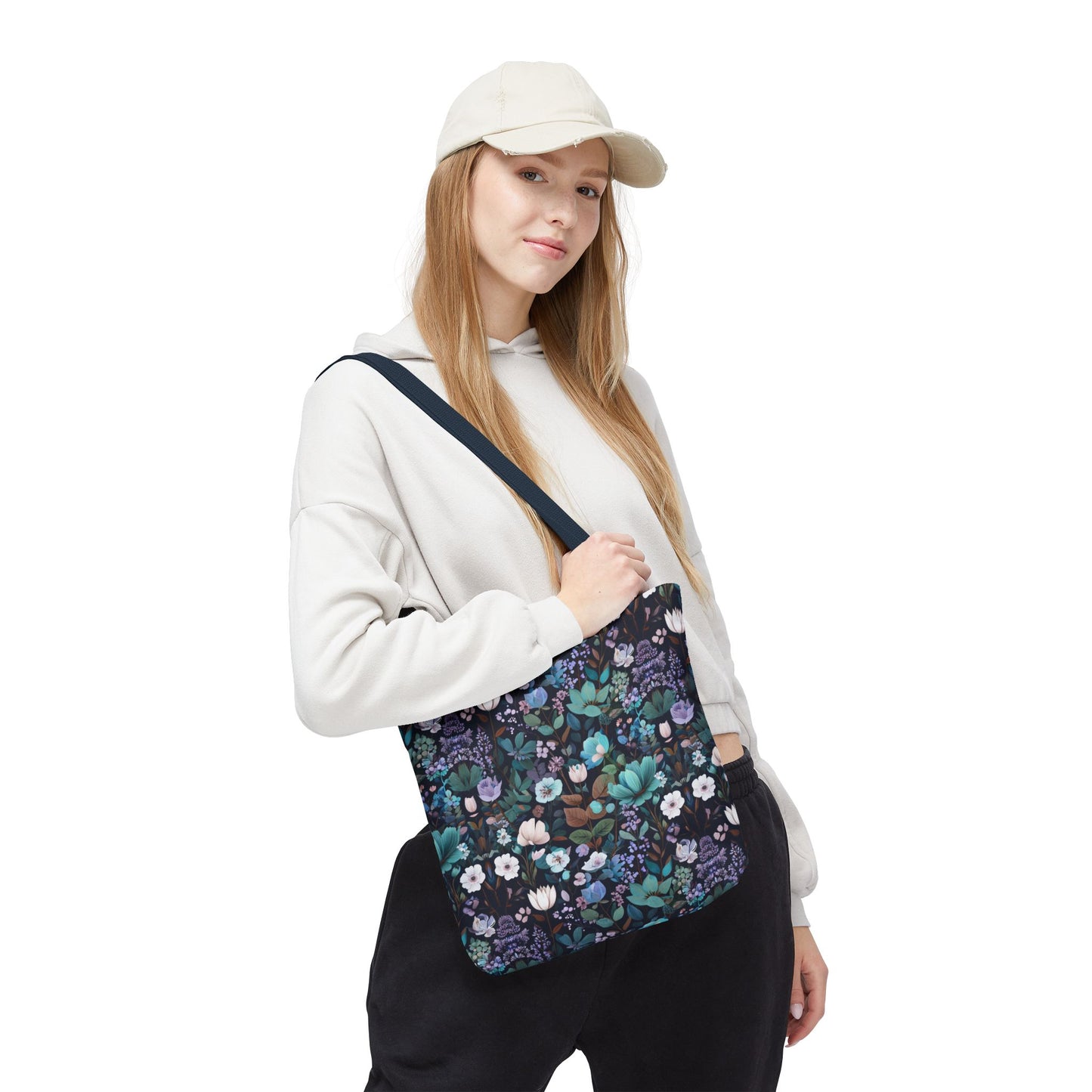 Floral Nightfall Tote Bag — Dark Botanical All-Over Print