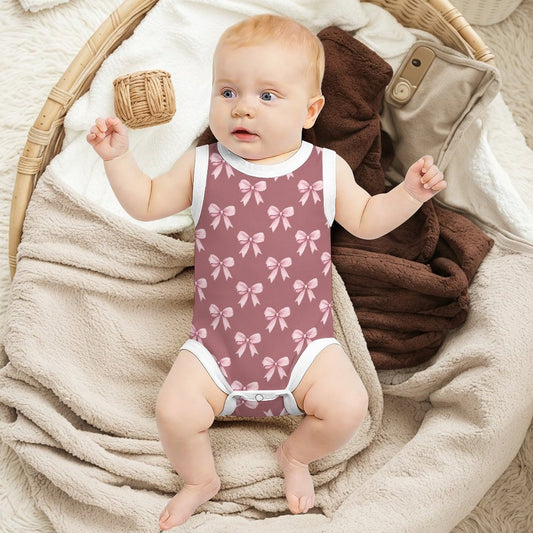 Baby Sleeveless Romper Pink Ribbon