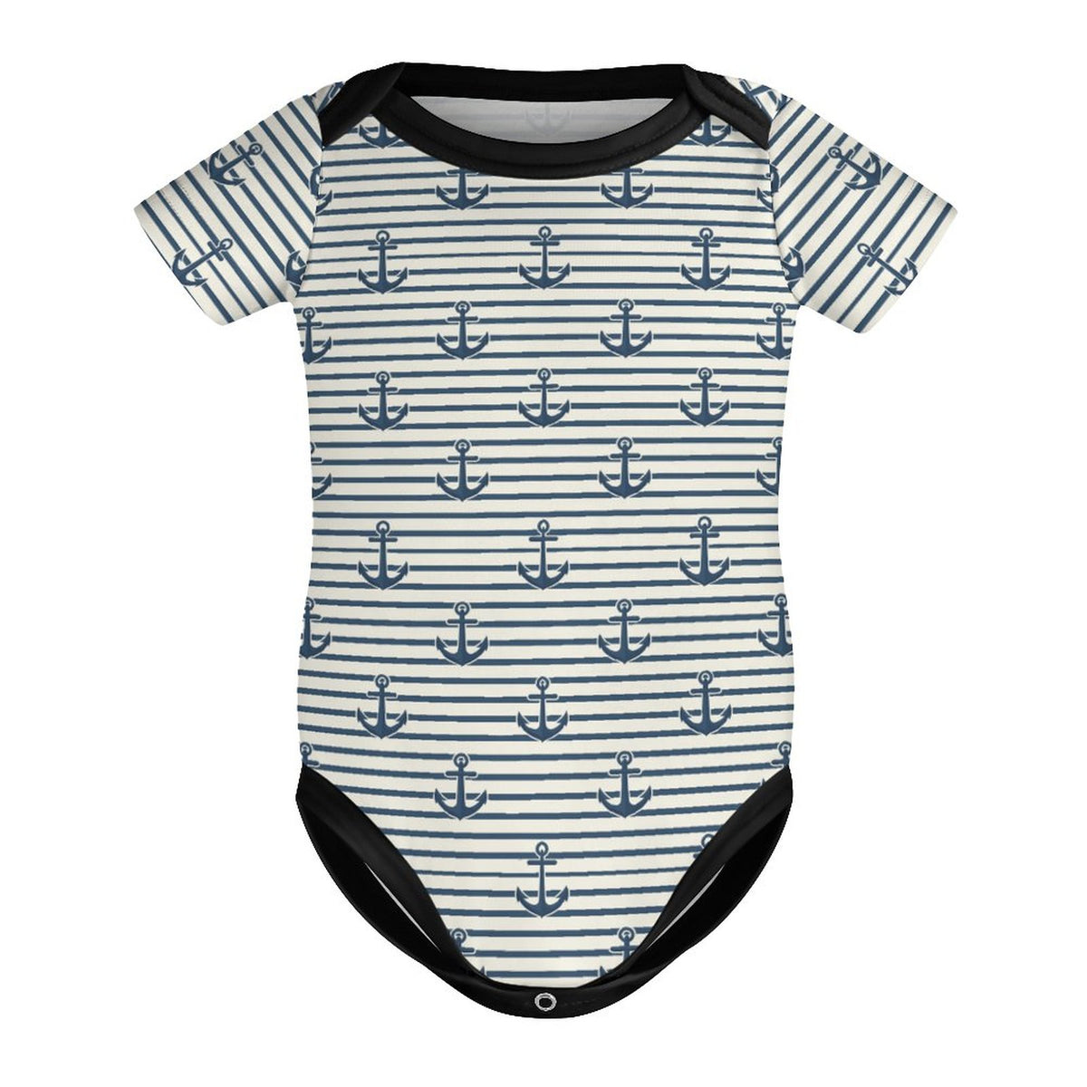 Faux Cotton Short Sleeve Baby Romper Anchors
