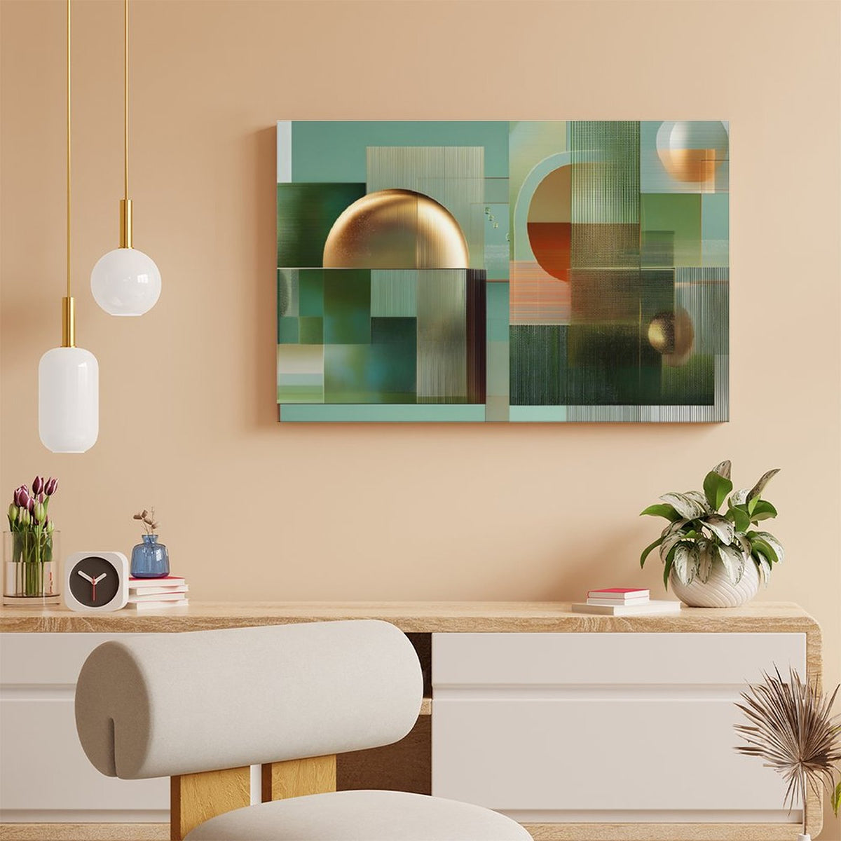 Vintage Framed Canvas Wall Art Print–Large Wood Frame for Living Room