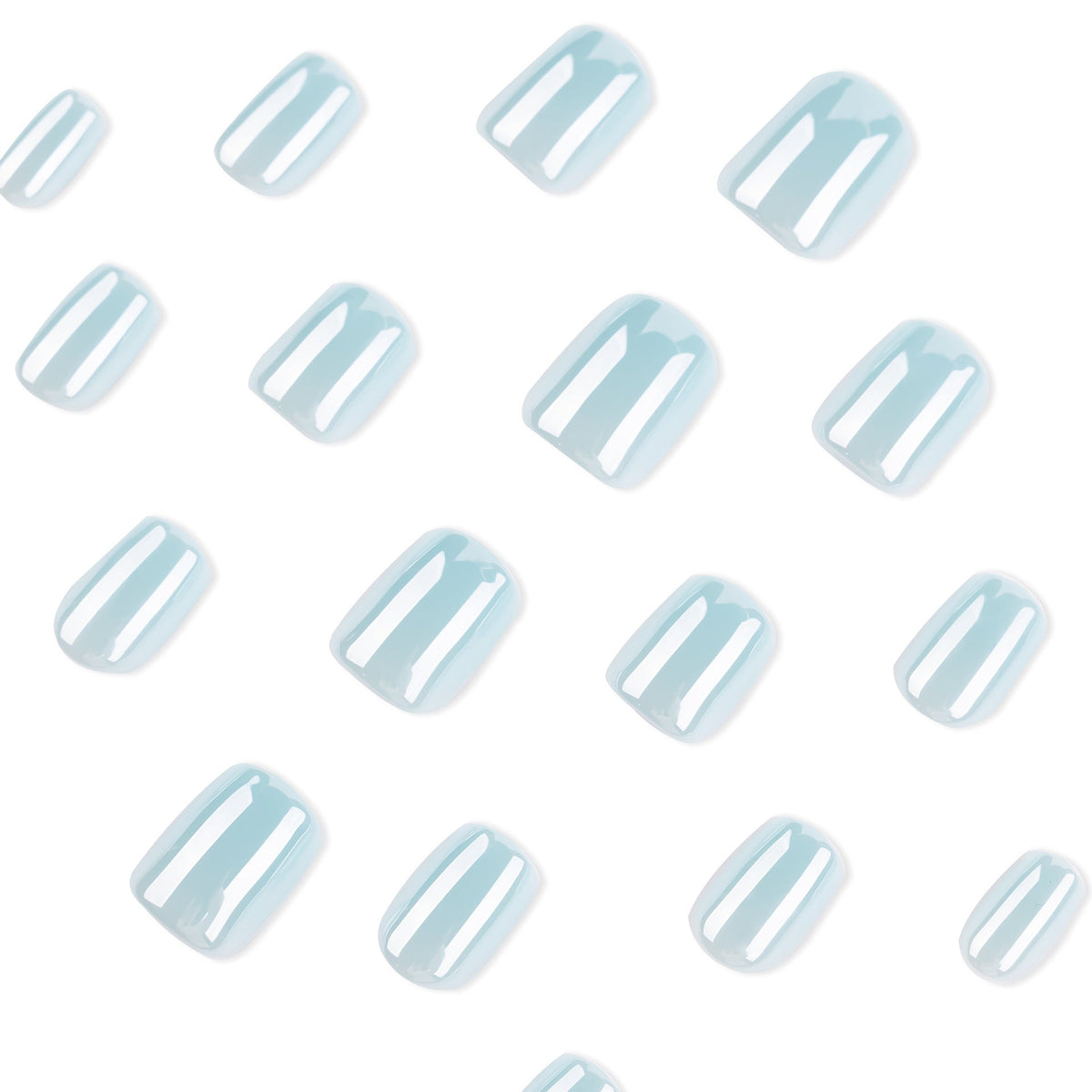 365nails: "Soft Sky Blue Short Square" – Glossy Solid Press-on Nails – Image 3
