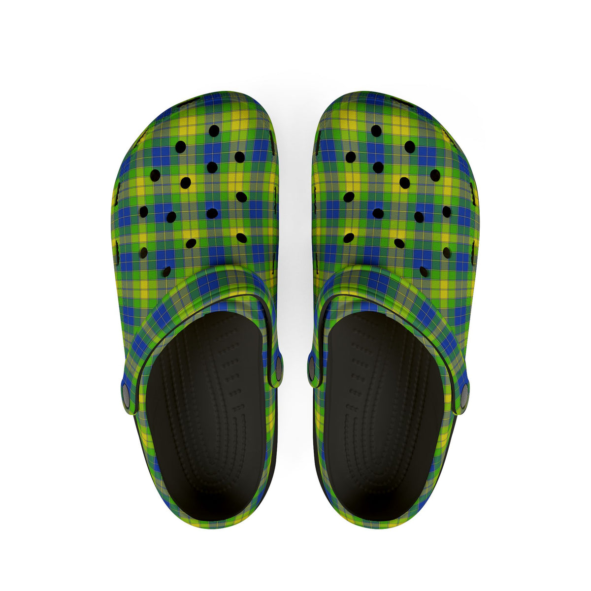 Plaid Green & Blue EVA Foam Clogs — Lightweight Garden & Beach Shoes
