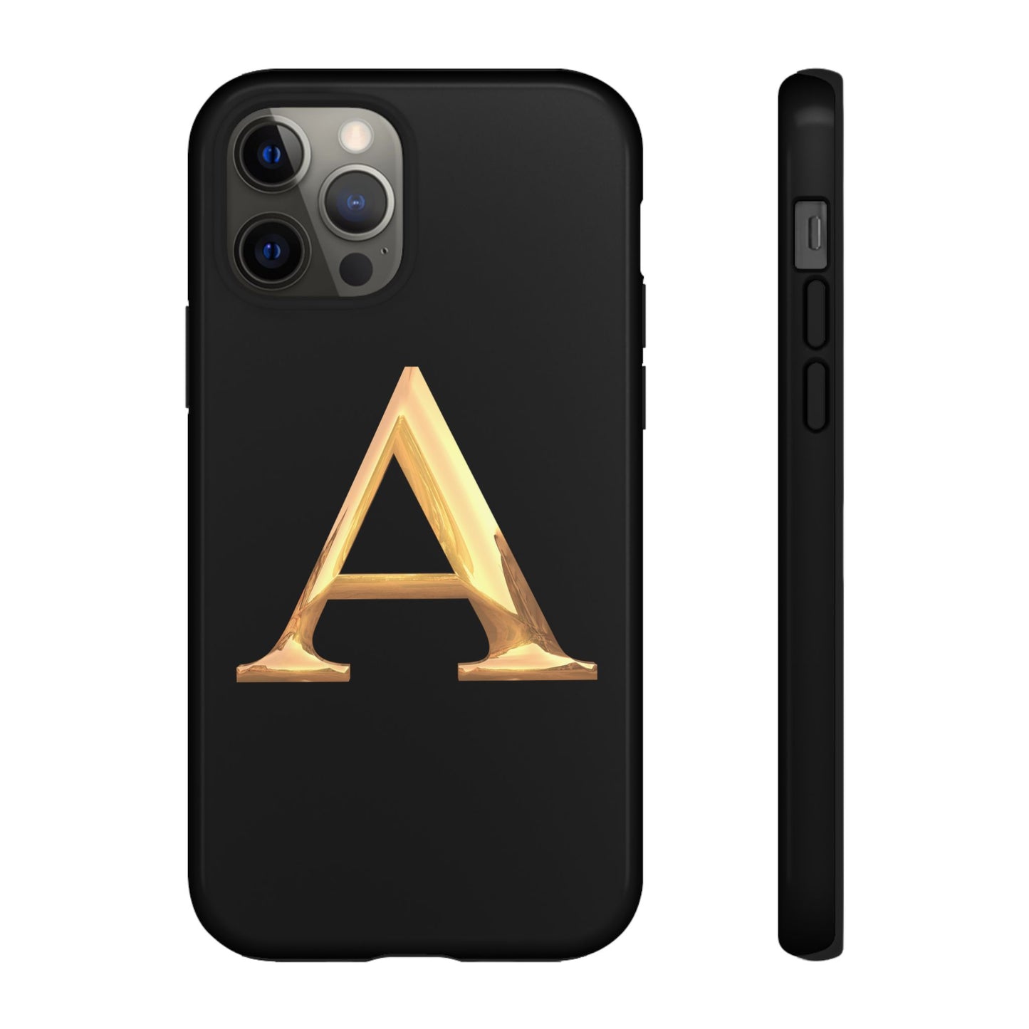 Custom Phone Case with Gold Letter A, Monogrammed Gift, Tough Protective Case, Personalized Phone Accessory, Unique Phone Cover