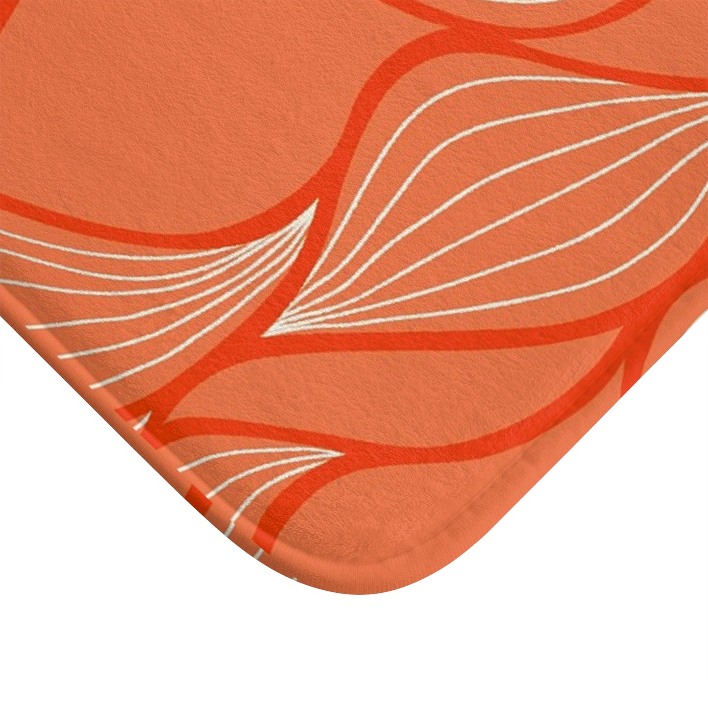Elegant Floral Bath Mat, Home Decor, Bathroom Accessory, Housewarming Gift, Spring Decor, Vibrant Orange Design