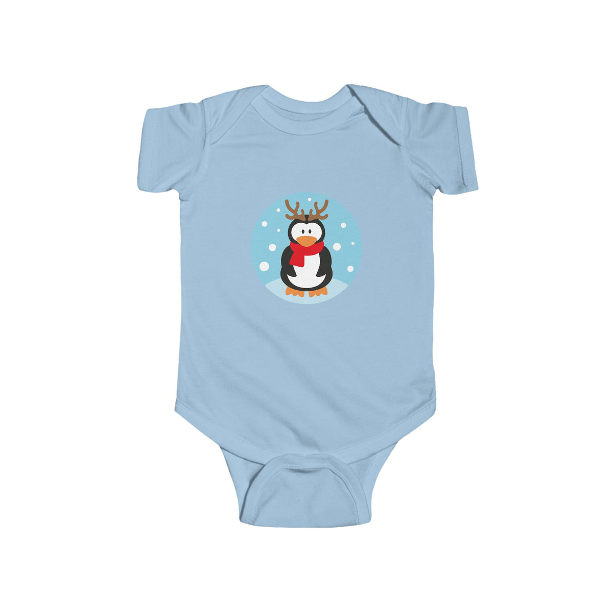 Infant Penguin Reindeer Bodysuit — Cute Holiday Baby Onesie
