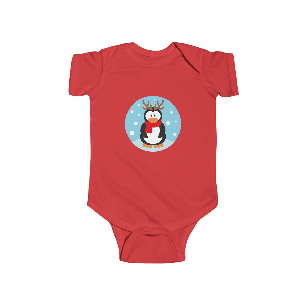 Infant Penguin Reindeer Bodysuit — Cute Holiday Baby Onesie