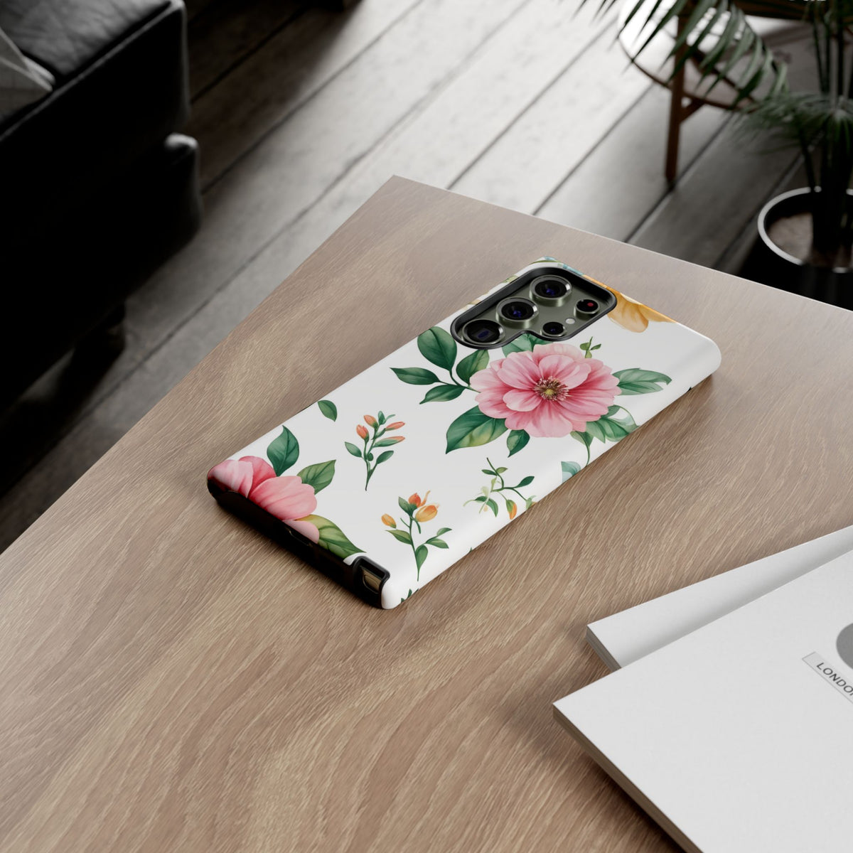 Floral Tough Phone Case — Pink Peony Protective Phone Cover