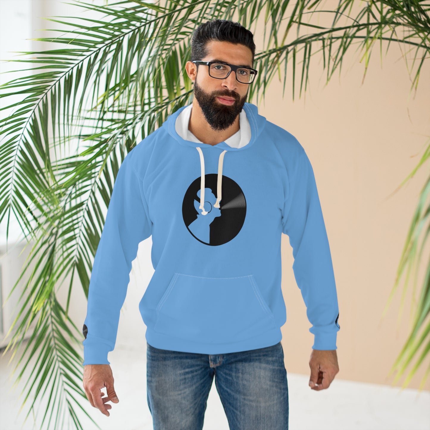 Vinyl Record Silhouette Hoodie | Unisex Pullover Sweatshirt, Music Lover Gift, Retro Style, Cozy Wear, Casual Hoodie