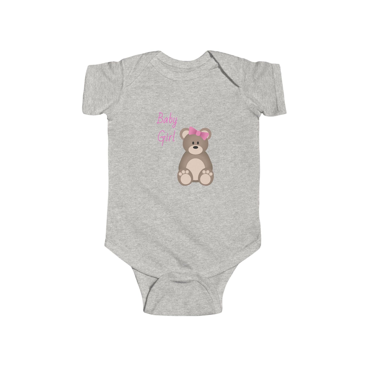Cute Baby Girl Bodysuit with Bear Design, Infant Clothing, Newborn Outfit, Baby Shower Gift, Cute Infant Apparel, Adorable Baby Wear