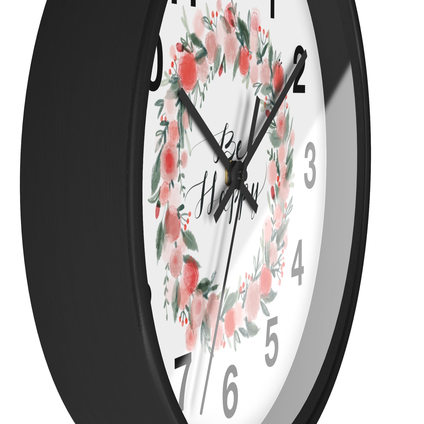 Floral Motivational Wall Clock | Home Decor | Gift for Her | Positive Quote Decor | Pink Wreath Design | Living Room Decor