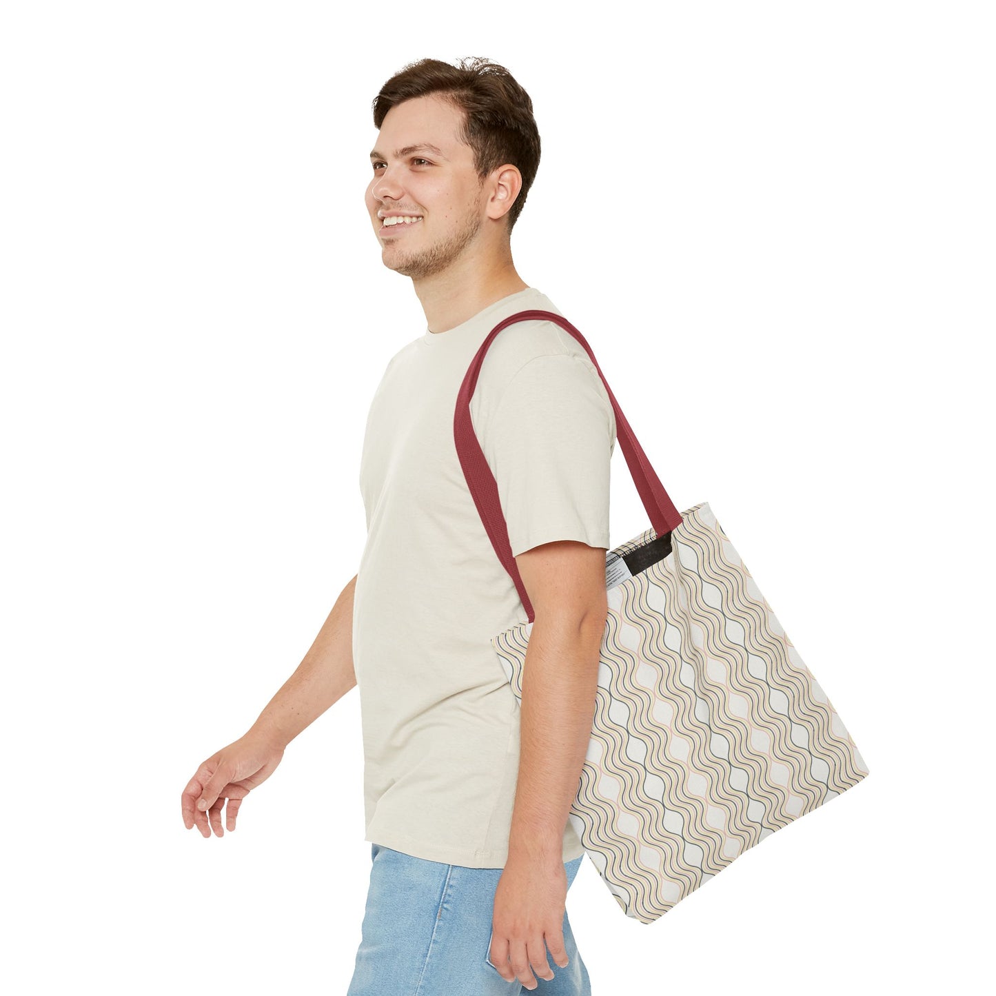 Waves Pattern Tote Bag, Boho Chic Handbag, Everyday Carry, Beach Bag, Gift for Her, Eco-Friendly Style