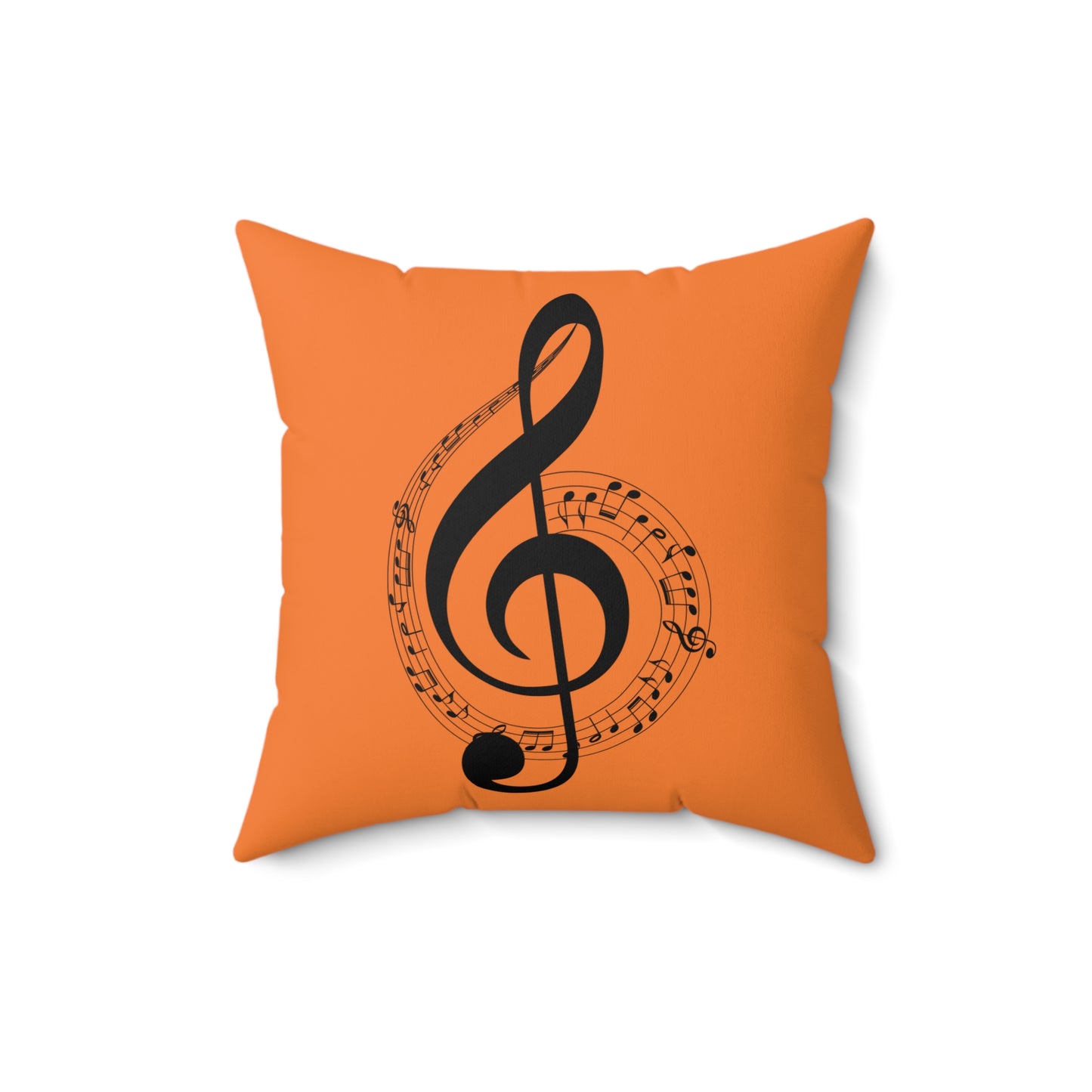 Musical Treble Clef Pillow, Cozy Music Decor, Harmony Gift, Orange Accent Cushio